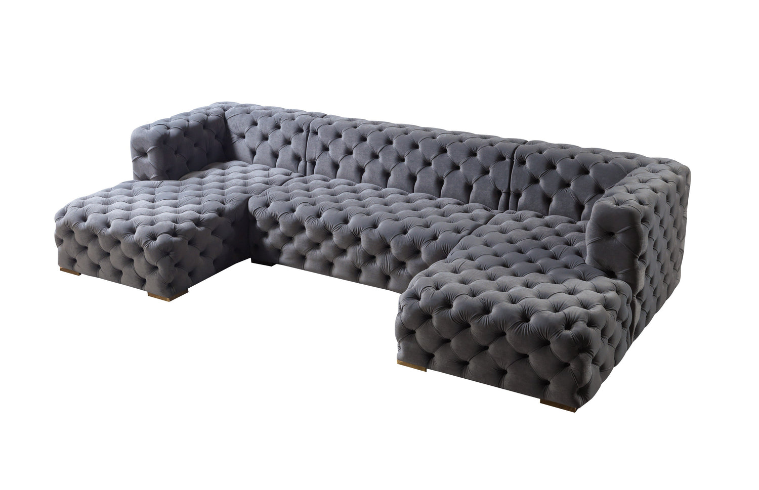 Neva Gray Velvet Double Chaise Sectional - NEVAGRAY-SEC - Bien Home Furniture & Electronics