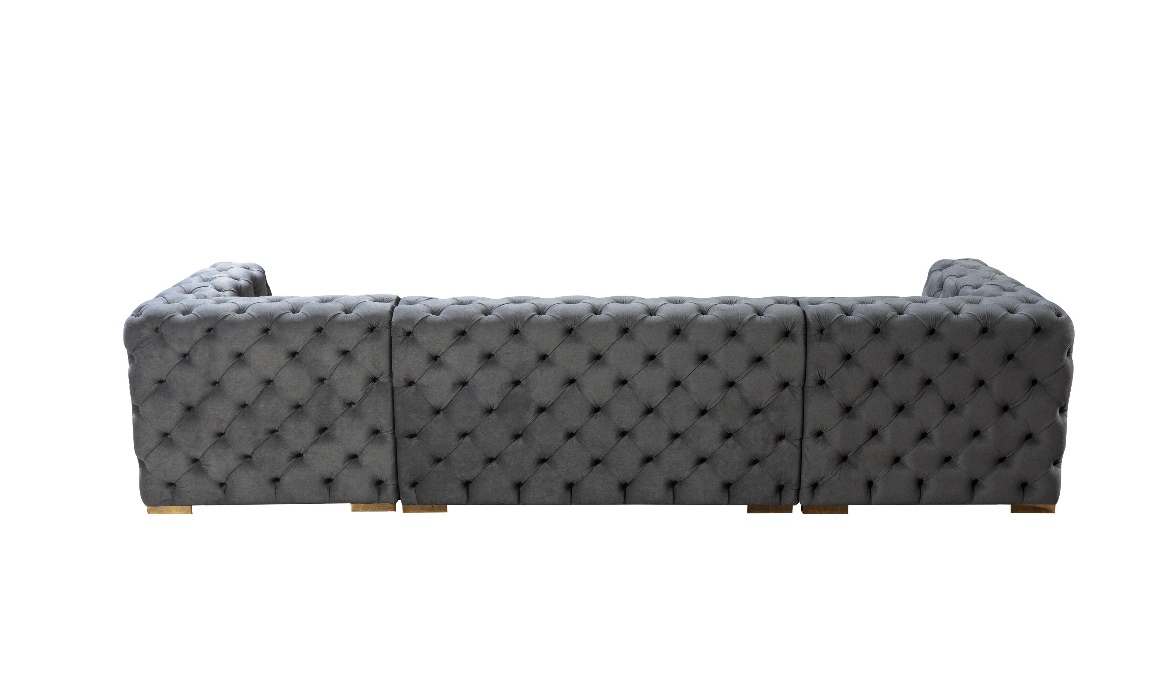 Neva Gray Velvet Double Chaise Sectional - NEVAGRAY-SEC - Bien Home Furniture & Electronics