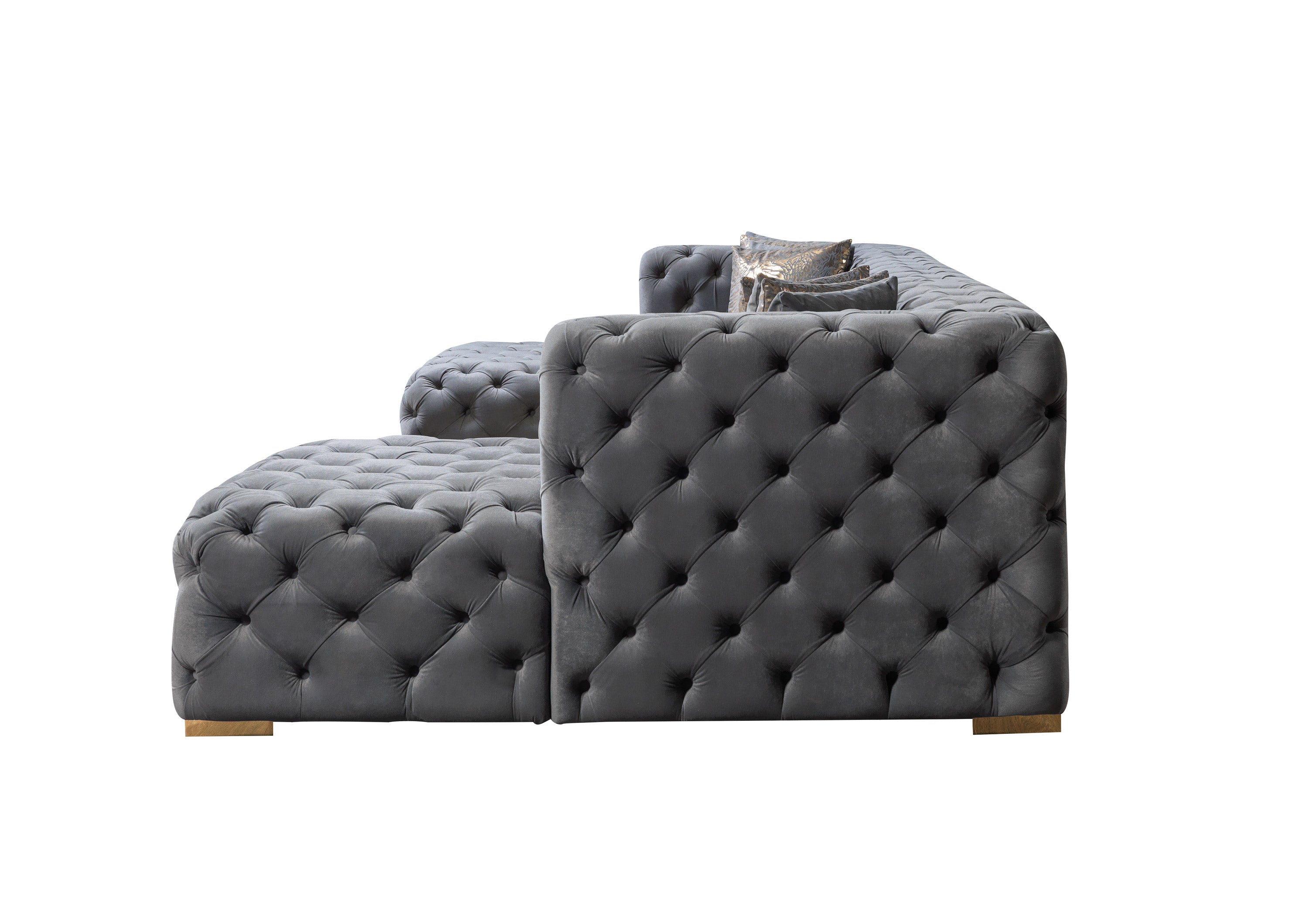 Neva Gray Velvet Double Chaise Sectional - NEVAGRAY-SEC - Bien Home Furniture & Electronics