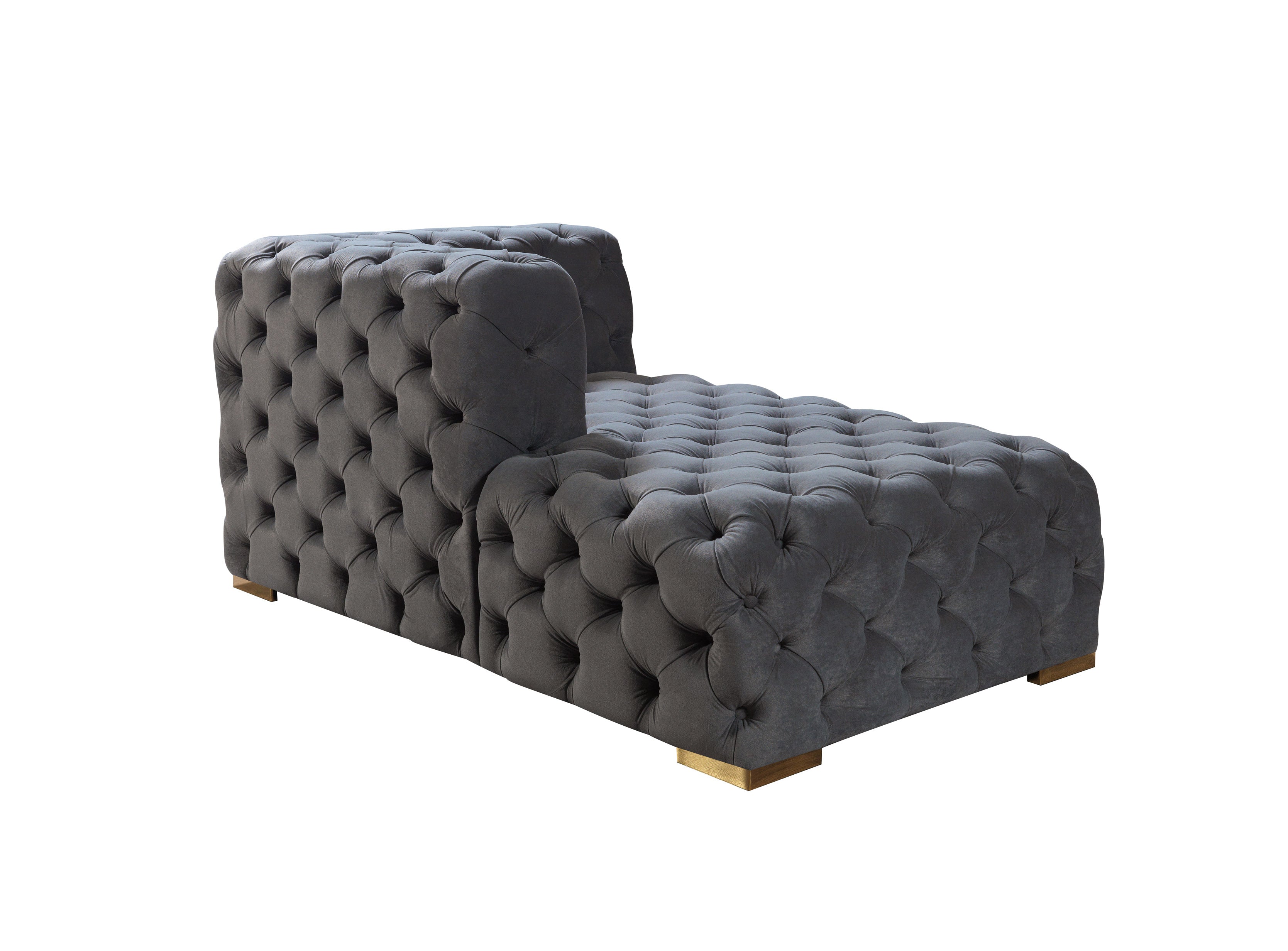 Neva Gray Velvet Double Chaise Sectional - NEVAGRAY-SEC - Bien Home Furniture & Electronics