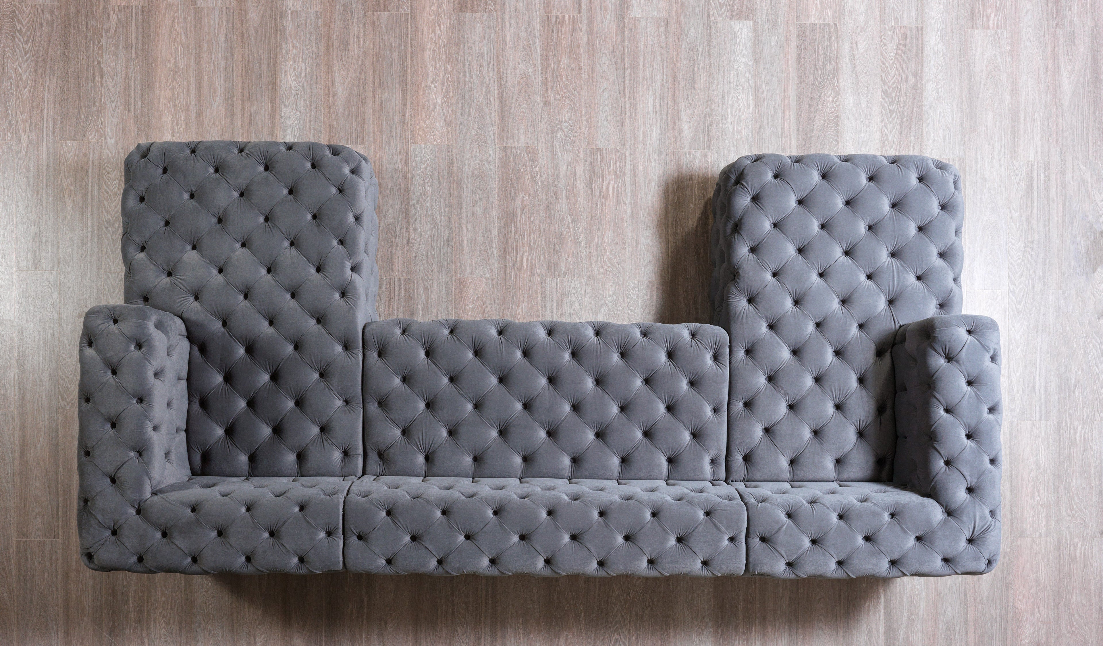 Neva Gray Velvet Double Chaise Sectional - NEVAGRAY-SEC - Bien Home Furniture & Electronics