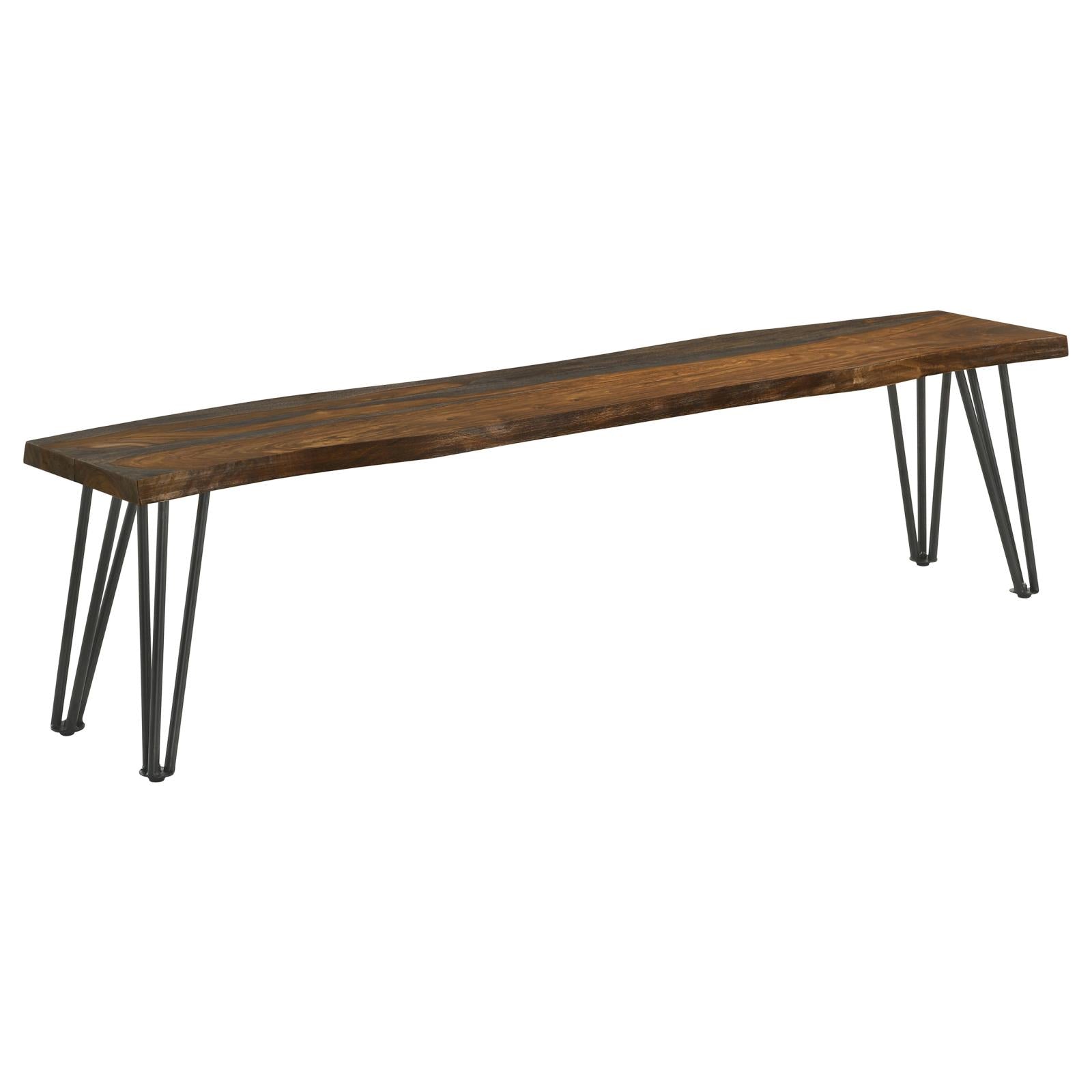 Neve Sheesham Gray/Gunmetal Live-edge Dining Bench with Hairpin Legs - 193863 - Bien Home Furniture & Electronics