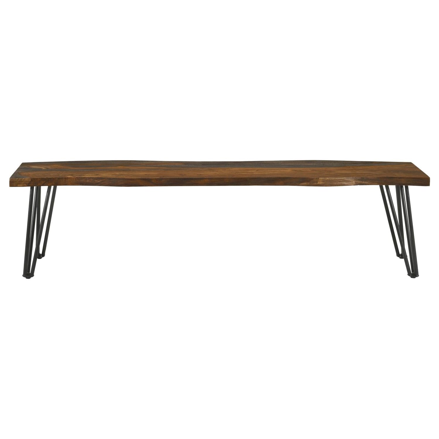 Neve Sheesham Gray/Gunmetal Live-edge Dining Bench with Hairpin Legs - 193863 - Bien Home Furniture & Electronics