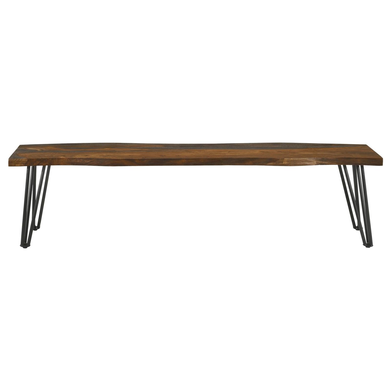 Neve Sheesham Gray/Gunmetal Live-edge Dining Bench with Hairpin Legs - 193863 - Bien Home Furniture &amp; Electronics