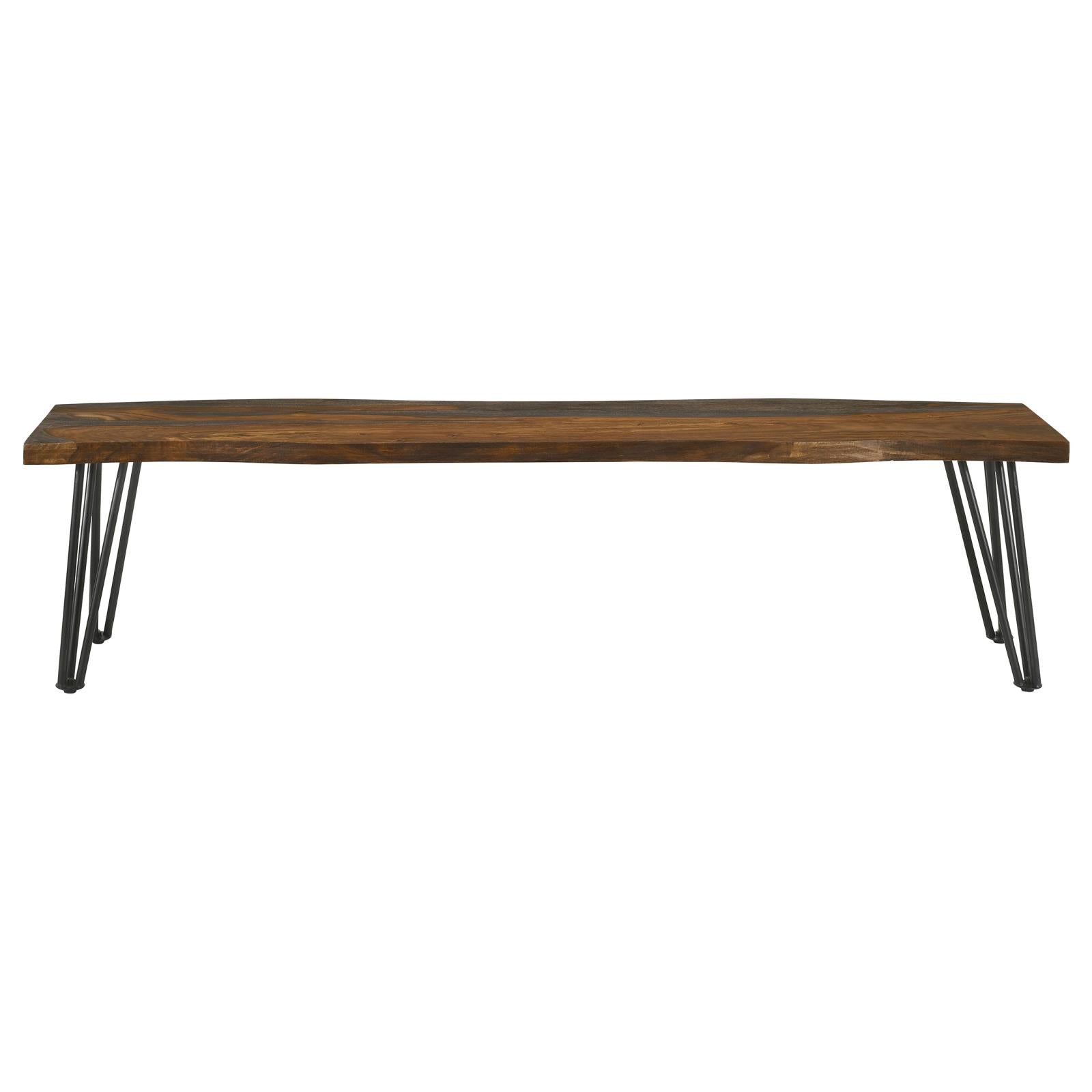 Neve Sheesham Gray/Gunmetal Live-edge Dining Bench with Hairpin Legs - 193863 - Bien Home Furniture & Electronics