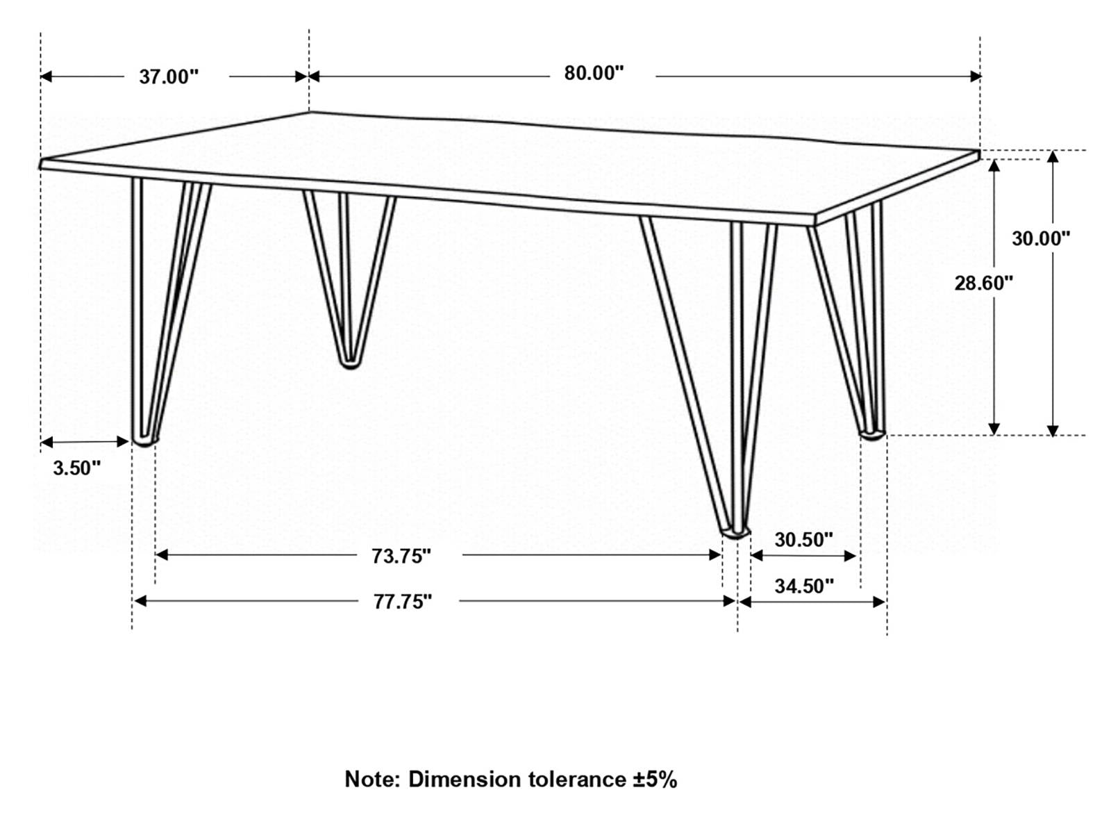 Neve Sheesham Gray/Gunmetal Live-edge Dining Table with Hairpin Legs - 193861 - Bien Home Furniture & Electronics