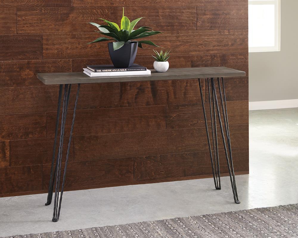 Neville Concrete/Black Rectangular Console Table - 930050 - Bien Home Furniture &amp; Electronics