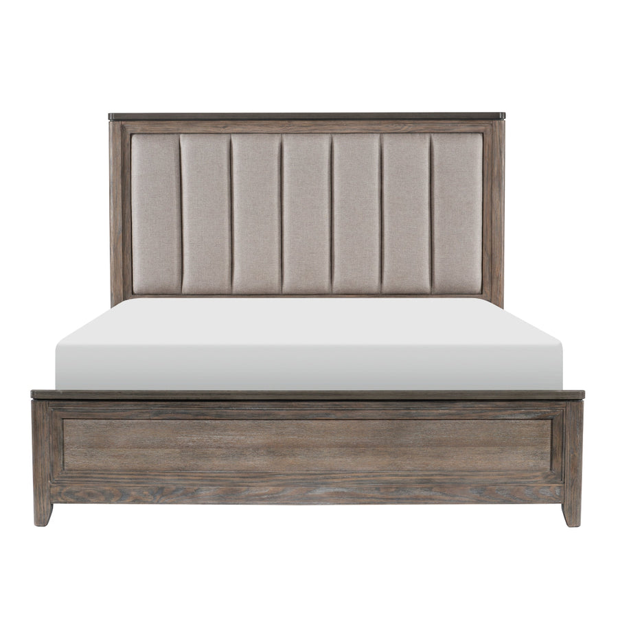Newell Light Brown King Upholstered Panel Bed - SET | 1412K-1 | 1412K-2 | 1412-3 - Bien Home Furniture & Electronics