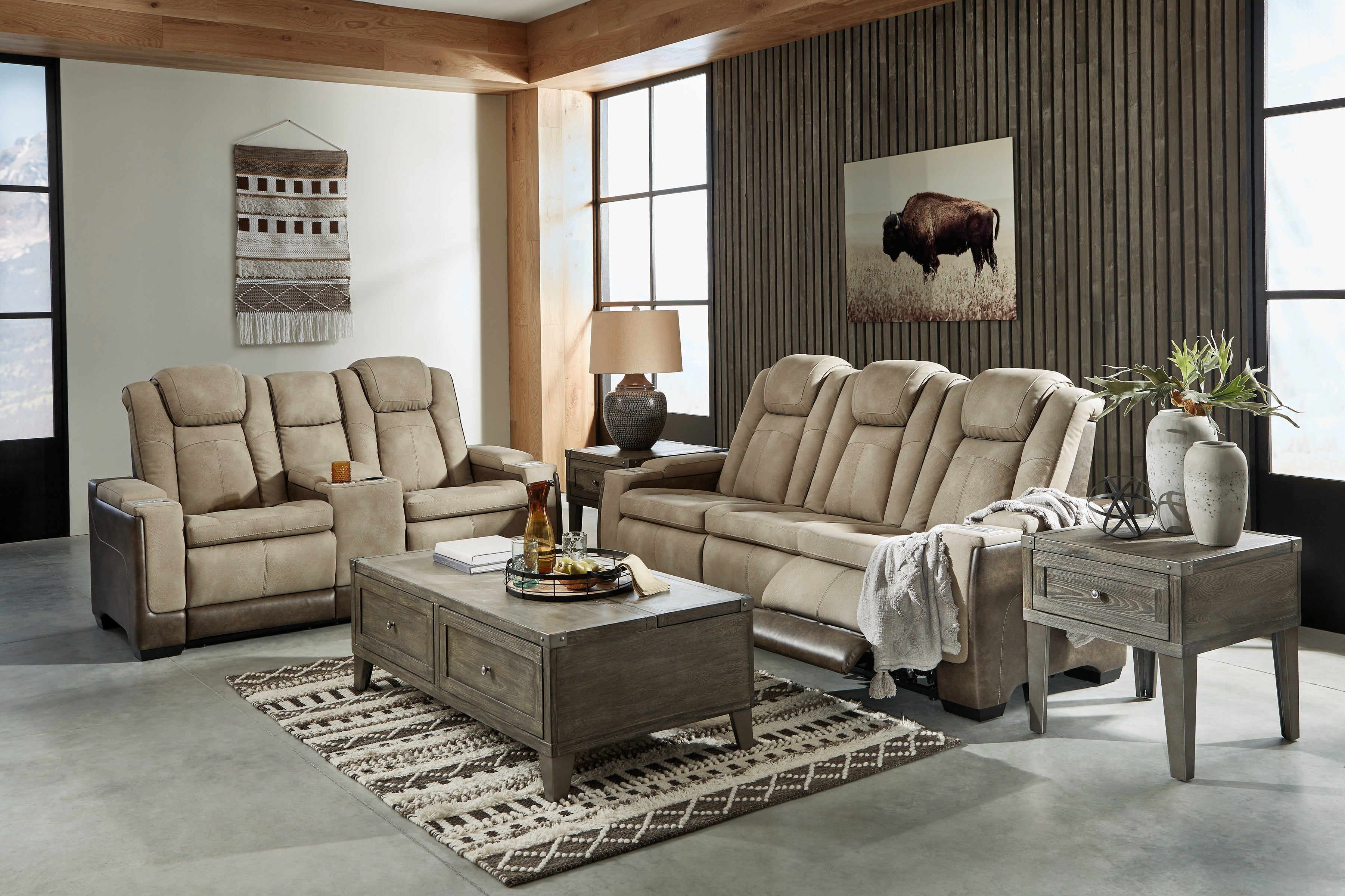 Next-Gen Durapella Sand Power Reclining Living Room Set - SET | 2200315 | 2200318 | 2200313 - Bien Home Furniture & Electronics