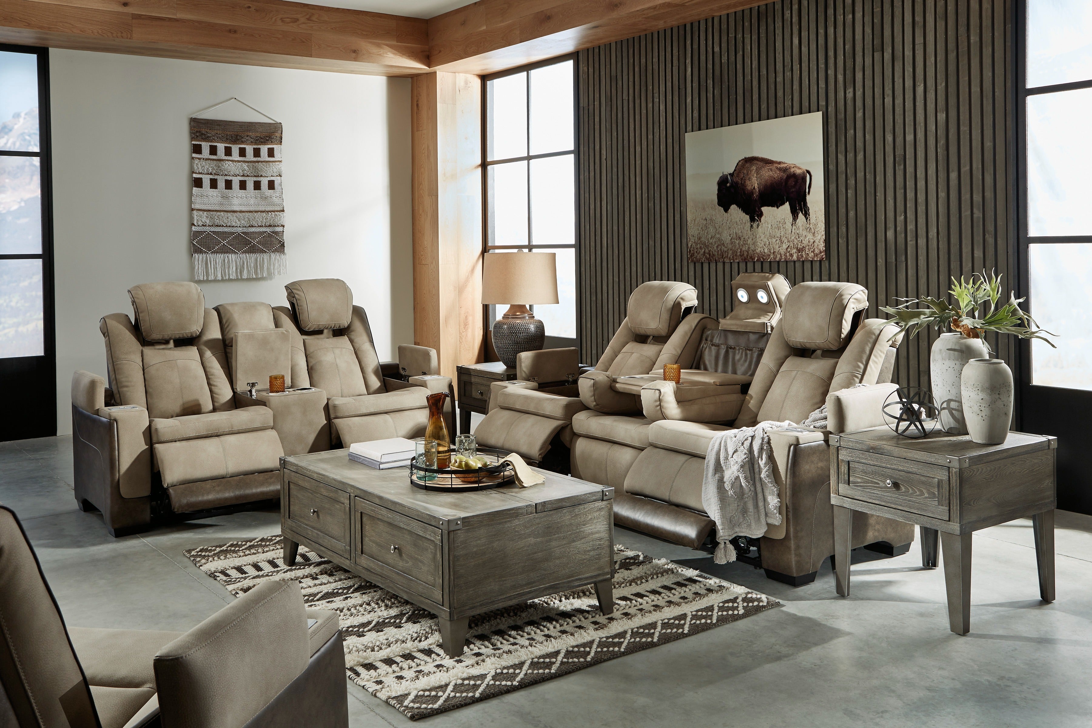 Next-Gen Durapella Sand Power Reclining Living Room Set - SET | 2200315 | 2200318 | 2200313 - Bien Home Furniture & Electronics