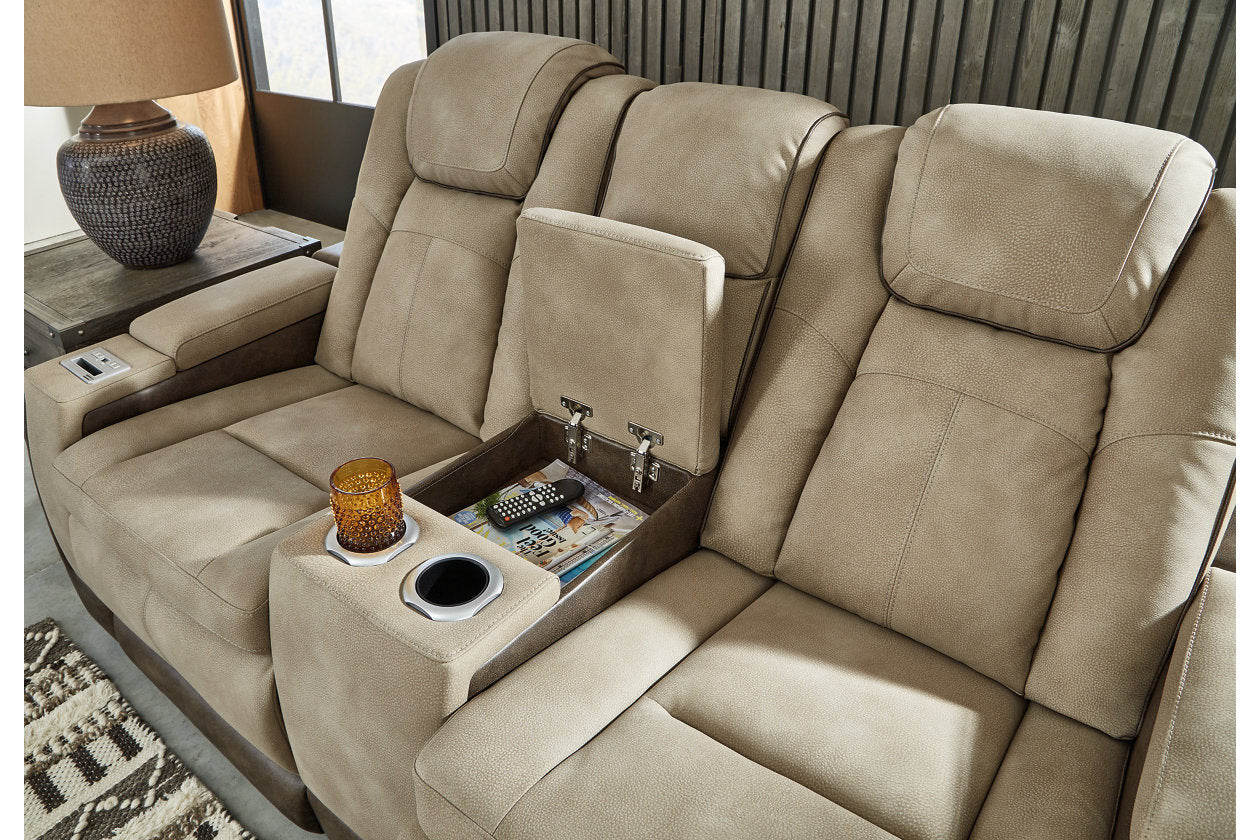 Next-Gen DuraPella Sand Power Reclining Loveseat with Console - 2200318 - Bien Home Furniture & Electronics