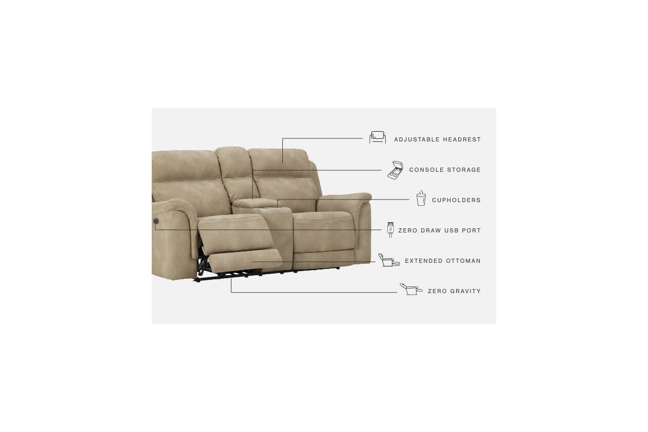 Next-Gen DuraPella Sand Power Reclining Loveseat with Console - 5930218 - Bien Home Furniture & Electronics