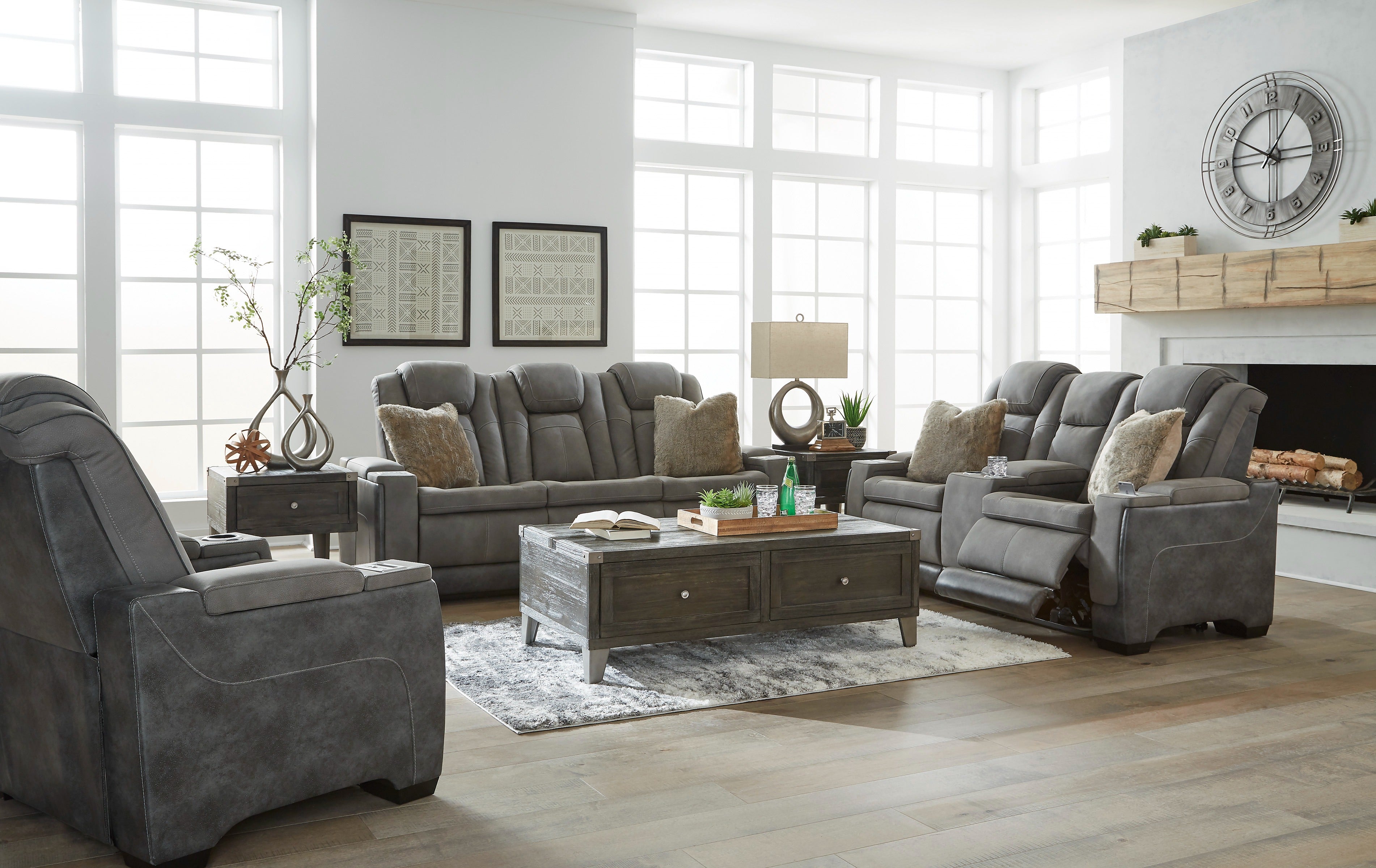 Next-Gen Durapella Slate Power Reclining Living Room Set - SET | 2200415 | 2200418 | 2200413 - Bien Home Furniture & Electronics