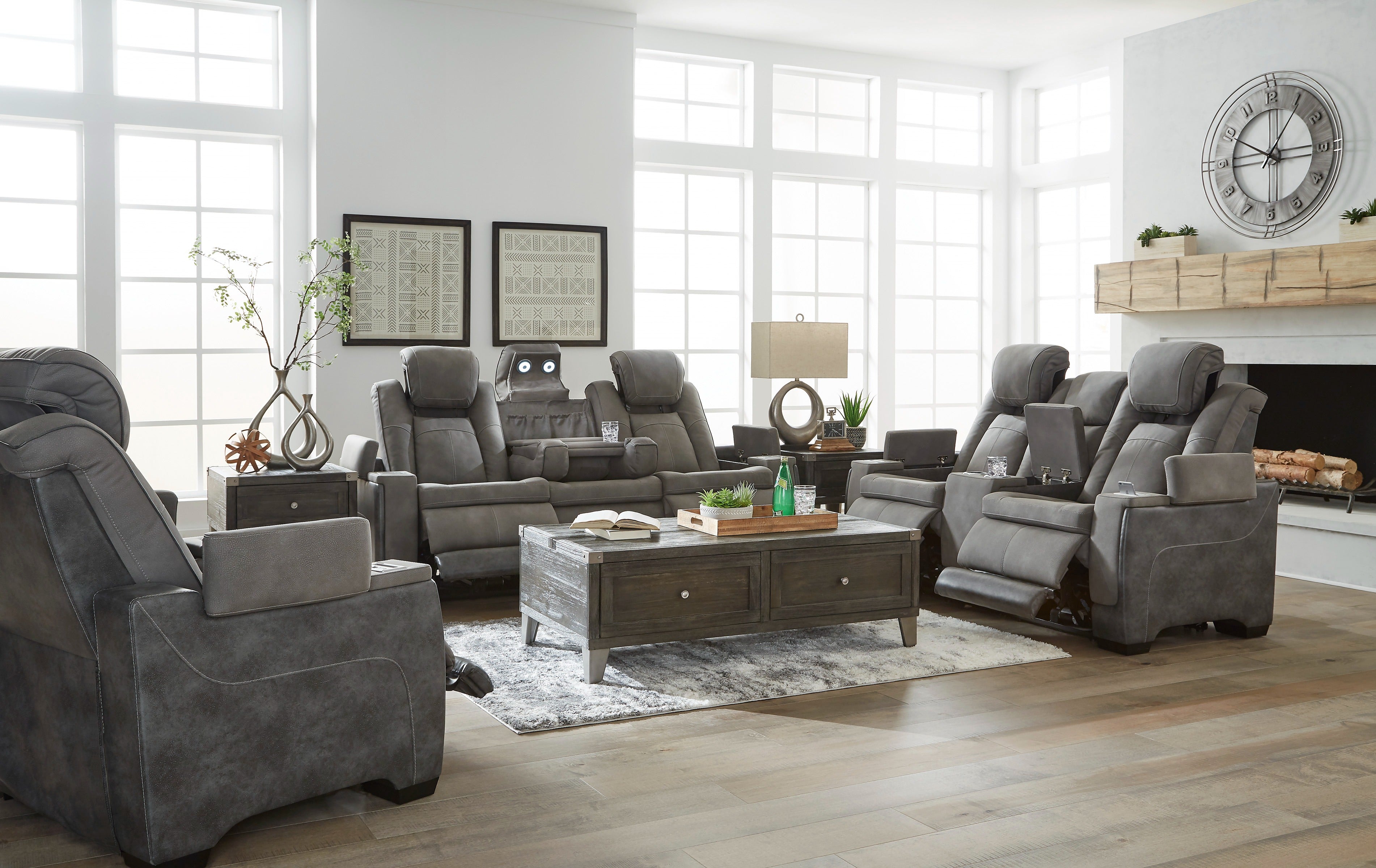 Next-Gen Durapella Slate Power Reclining Living Room Set - SET | 2200415 | 2200418 | 2200413 - Bien Home Furniture & Electronics