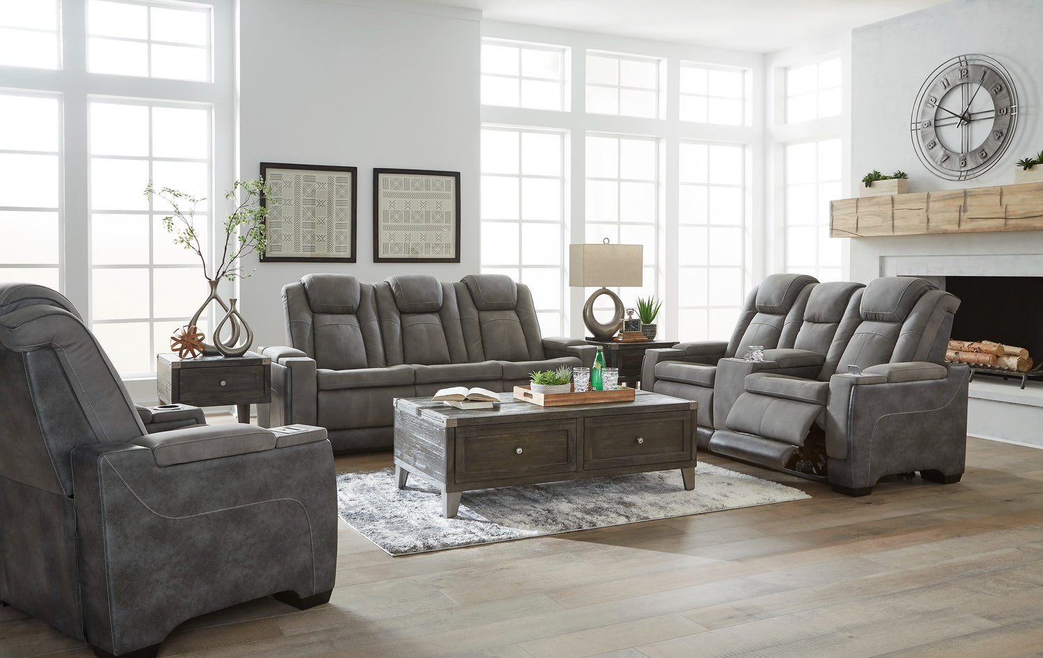 Next-Gen Durapella Slate Power Reclining Living Room Set - SET | 2200415 | 2200418 | 2200413 - Bien Home Furniture & Electronics