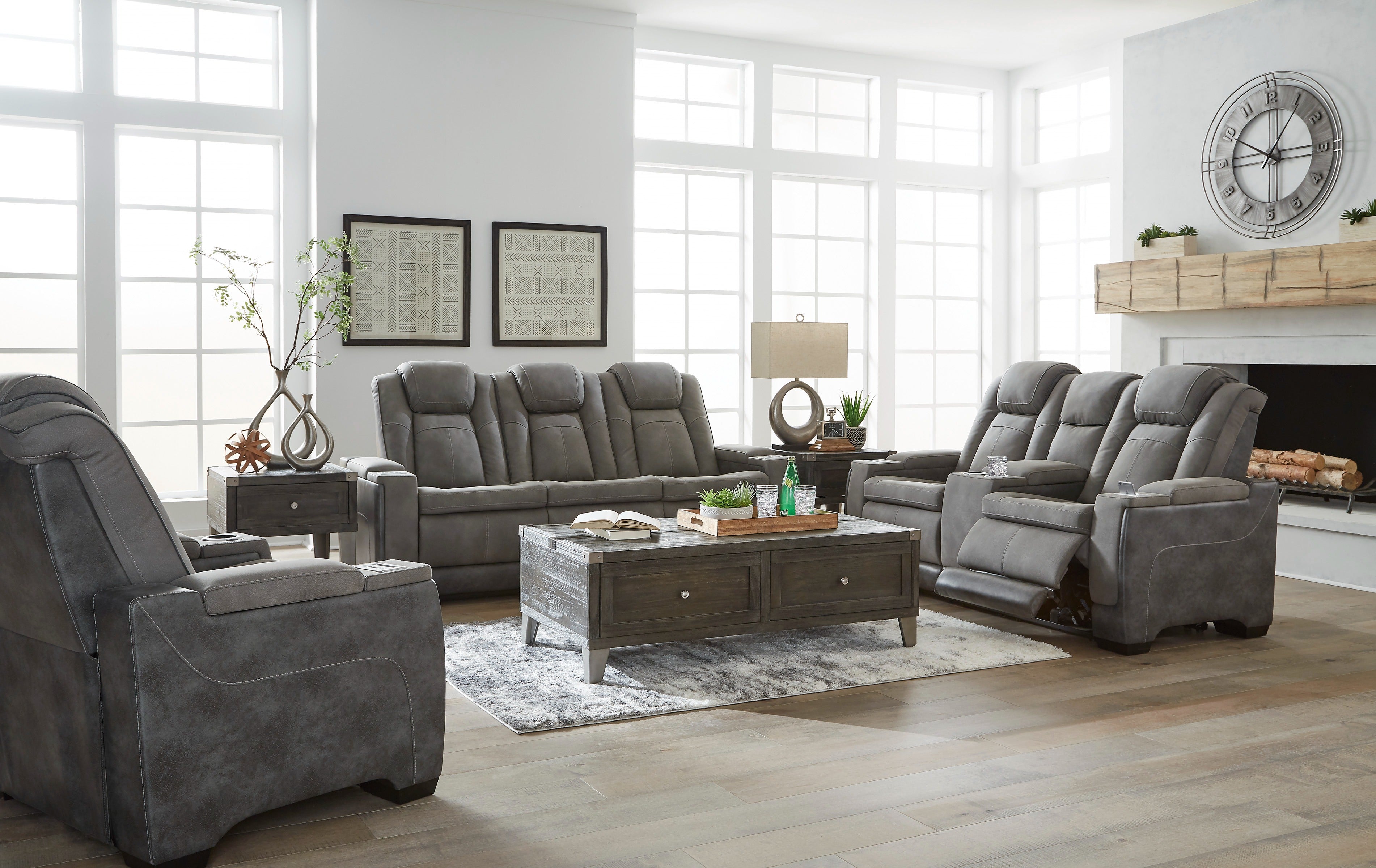 Next-Gen Durapella Slate Power Reclining Living Room Set - SET | 2200415 | 2200418 | 2200413 - Bien Home Furniture & Electronics