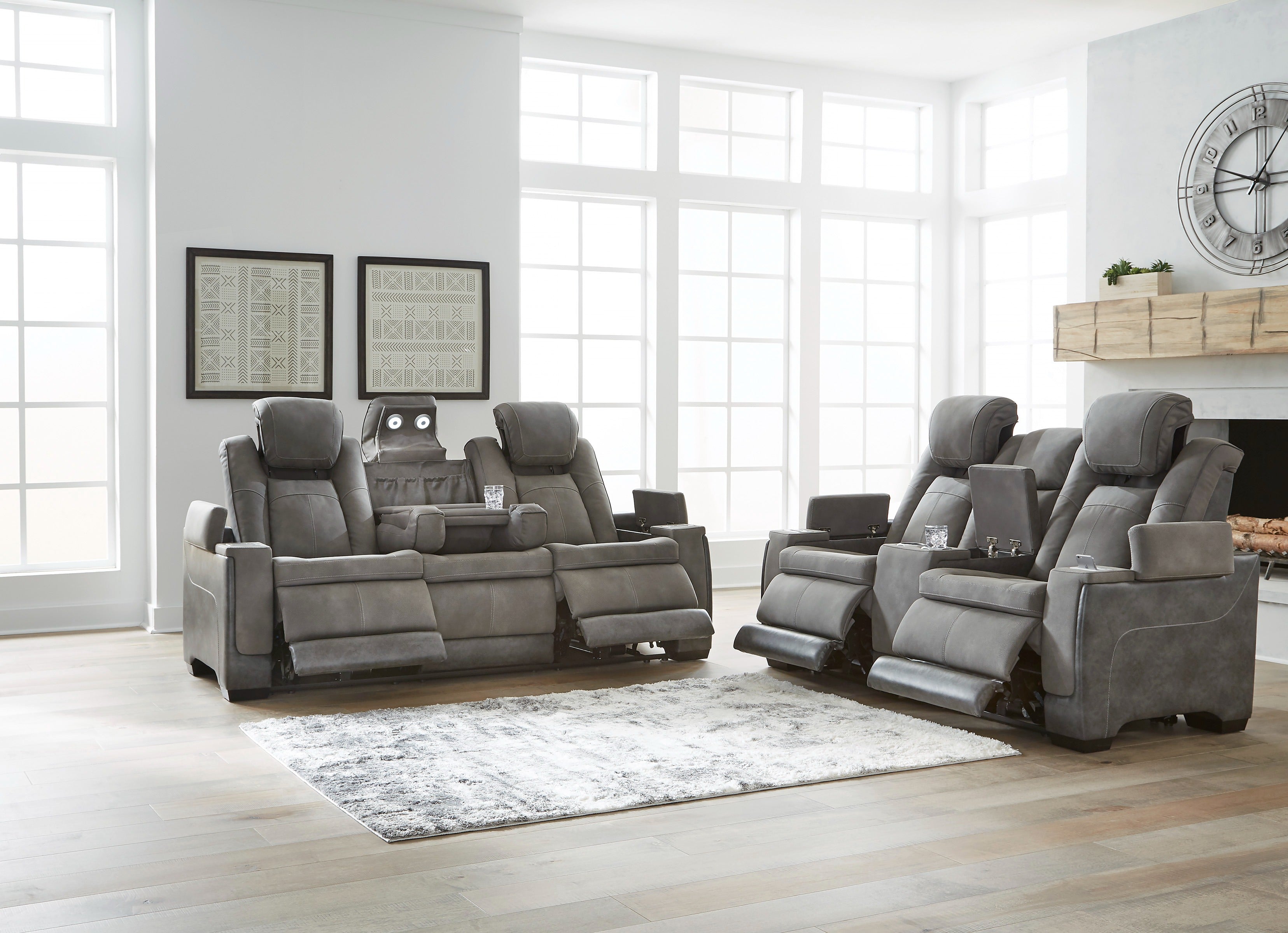 Next-Gen Durapella Slate Power Reclining Living Room Set - SET | 2200415 | 2200418 | 2200413 - Bien Home Furniture & Electronics