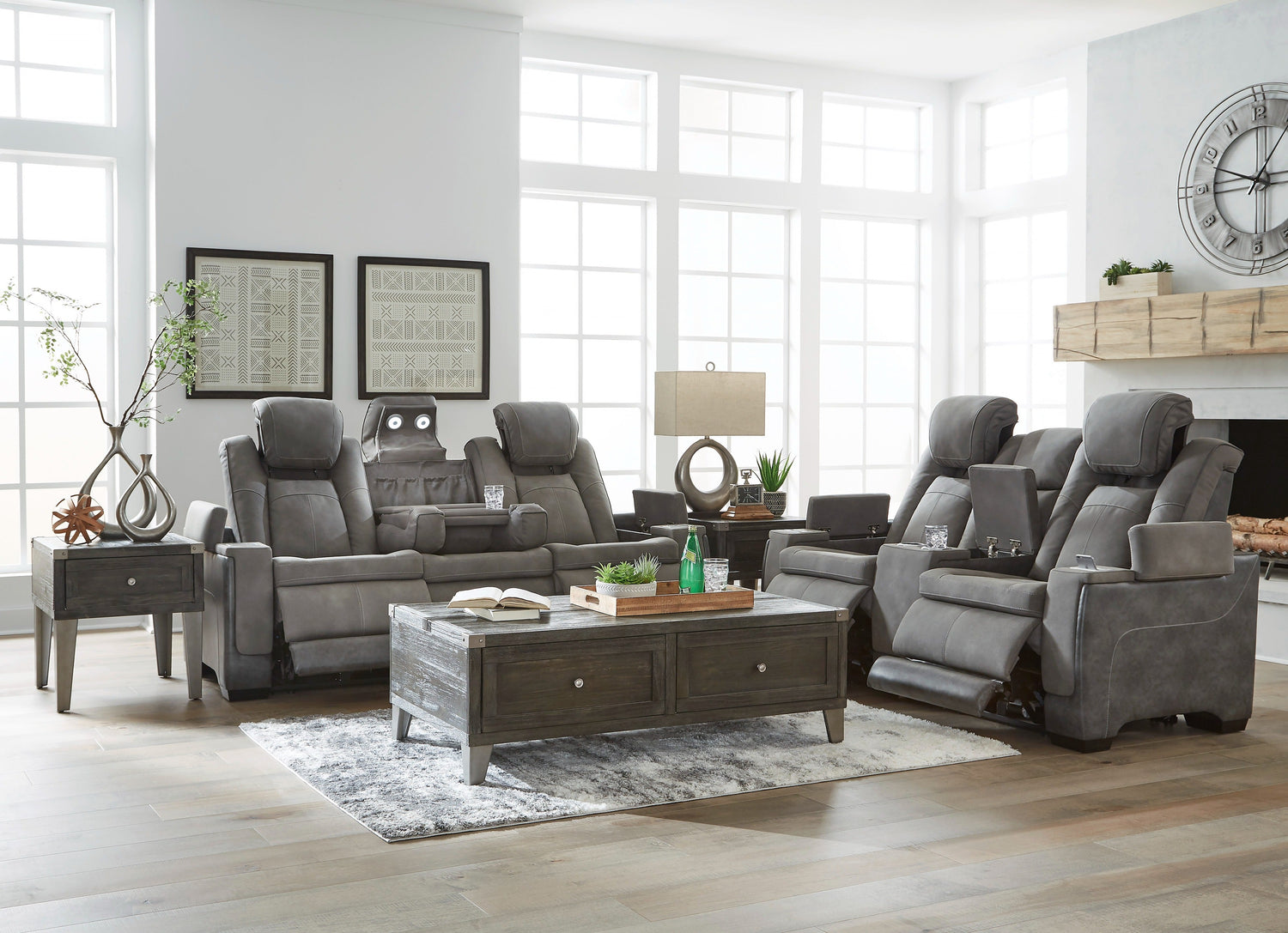 Next-Gen Durapella Slate Power Reclining Living Room Set - SET | 2200415 | 2200418 | 2200413 - Bien Home Furniture & Electronics