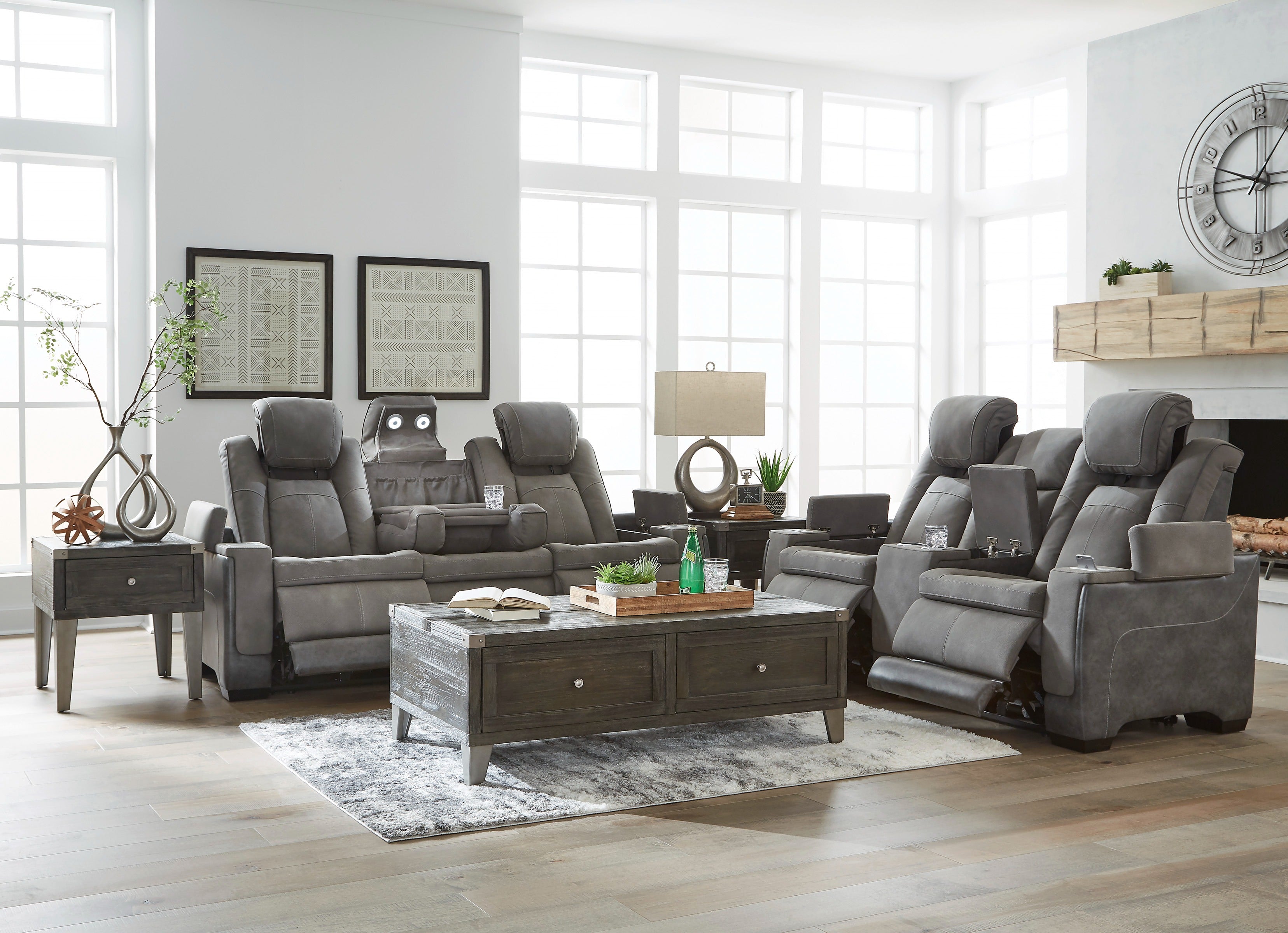 Next-Gen Durapella Slate Power Reclining Living Room Set - SET | 2200415 | 2200418 | 2200413 - Bien Home Furniture & Electronics