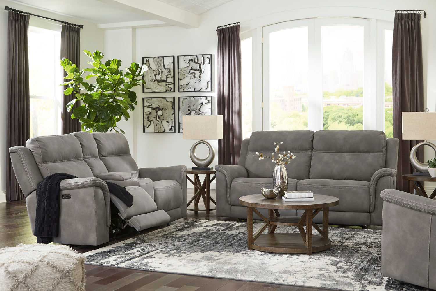 Next-Gen DuraPella Slate Power Reclining Living Room Set - SET | 5930147 | 5930118 - Bien Home Furniture & Electronics