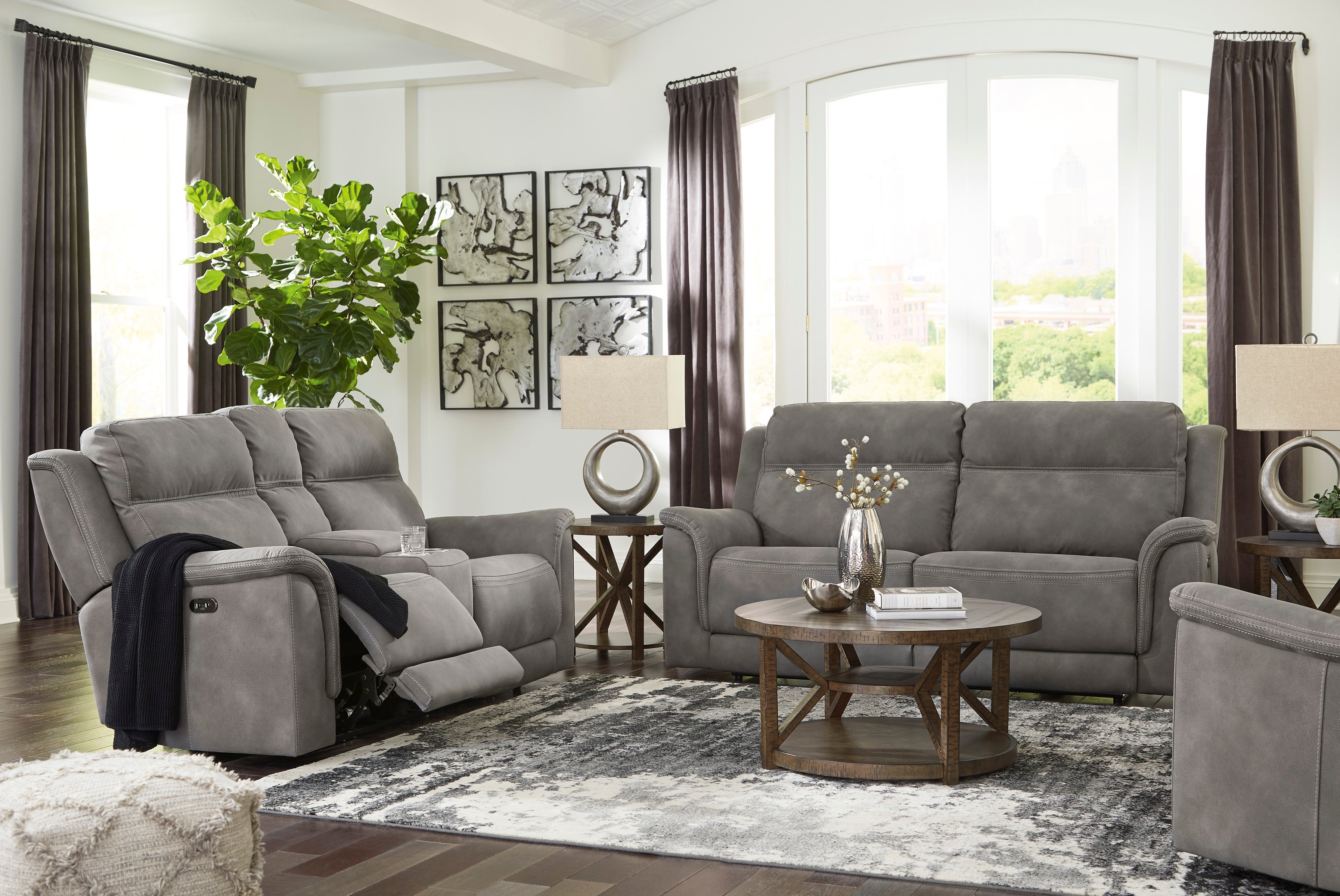 Next-Gen DuraPella Slate Power Reclining Living Room Set - SET | 5930147 | 5930118 - Bien Home Furniture & Electronics