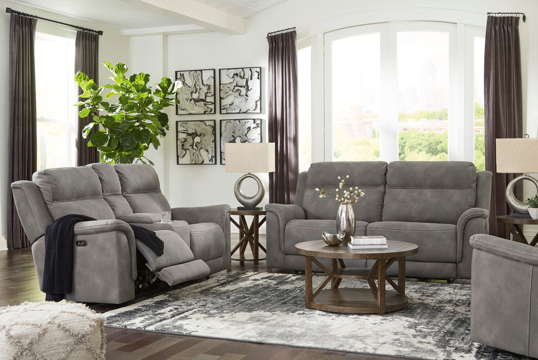 Next-Gen DuraPella Slate Power Reclining Living Room Set - SET | 5930147 | 5930118 - Bien Home Furniture &amp; Electronics