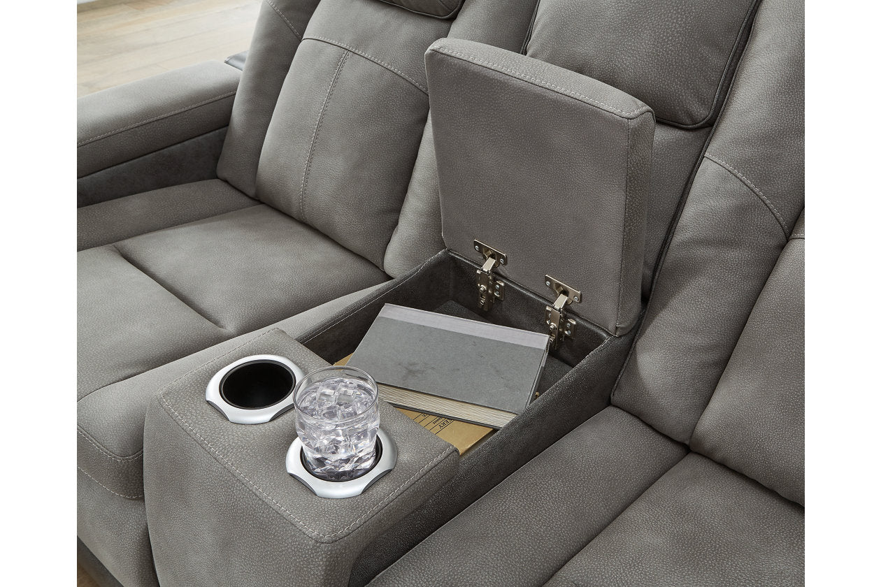 Next-Gen DuraPella Slate Power Reclining Loveseat with Console - 2200418 - Bien Home Furniture & Electronics