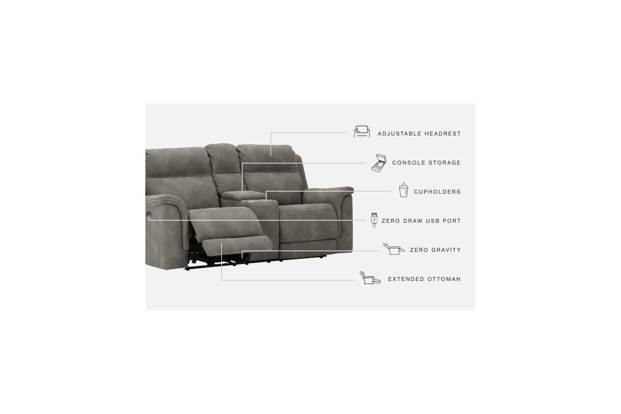 Next-Gen DuraPella Slate Power Reclining Loveseat with Console - 5930118 - Bien Home Furniture & Electronics