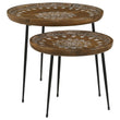 Nuala 2-Piece Round Nesting Table with Tripod Tapered Legs Honey/Black - 935984 - Bien Home Furniture & Electronics
