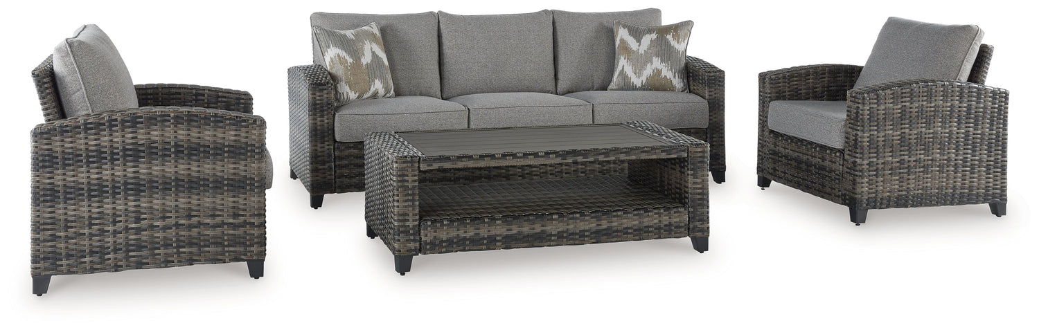 Oasis Court Gray Outdoor Sofa/Chairs/Table Set, Set of 4 - P335-081 - Bien Home Furniture & Electronics