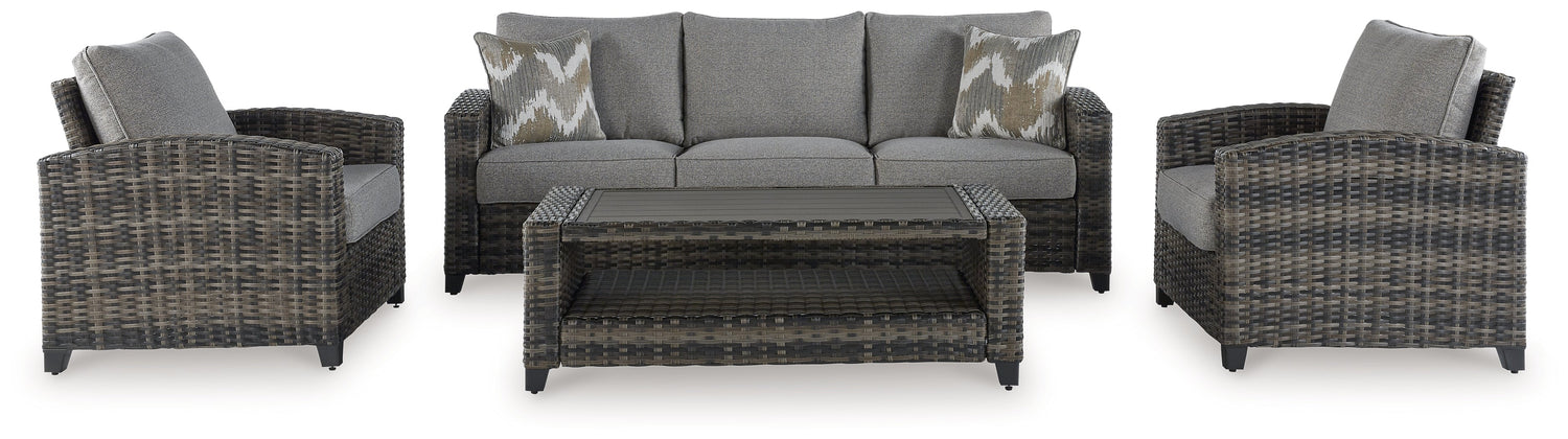 Oasis Court Gray Outdoor Sofa/Chairs/Table Set, Set of 4 - P335-081 - Bien Home Furniture & Electronics