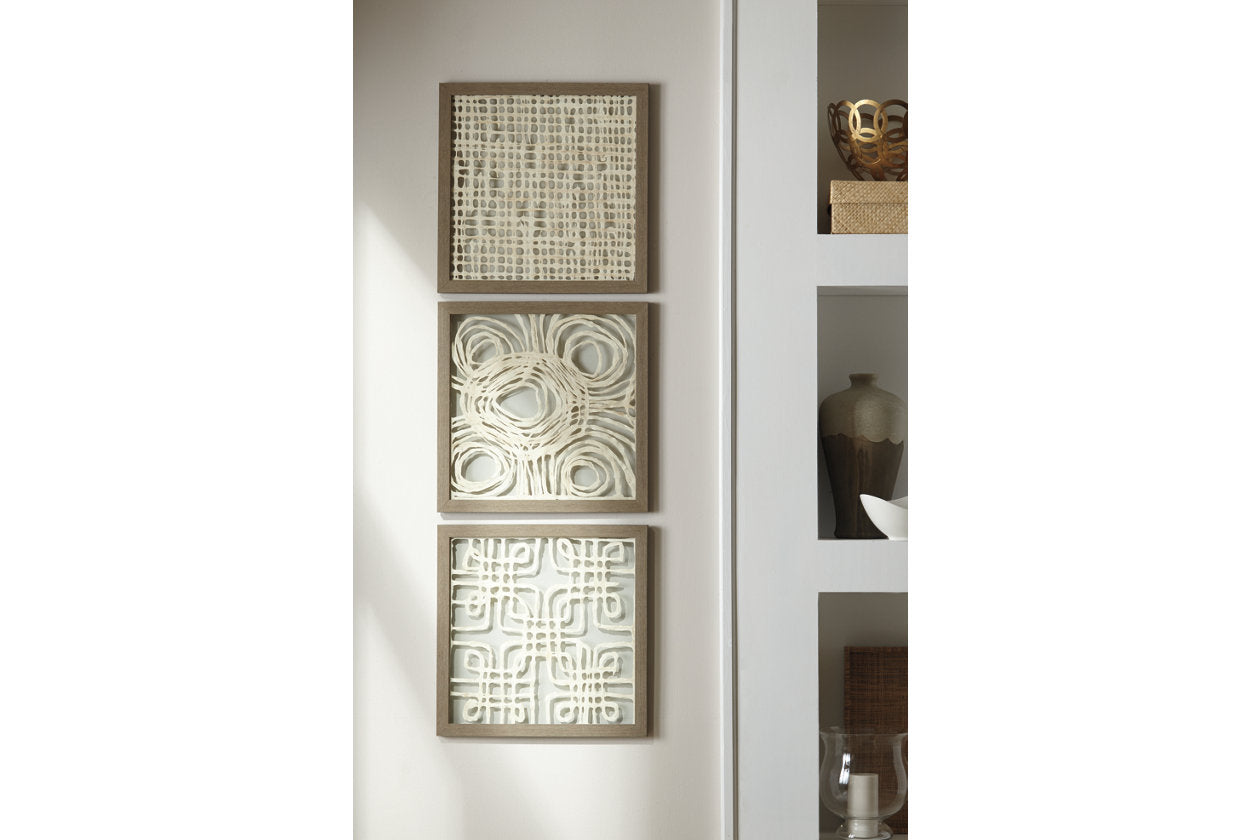 Odella Cream/Taupe Wall Decor, Set of 3 - A8010009 - Bien Home Furniture & Electronics