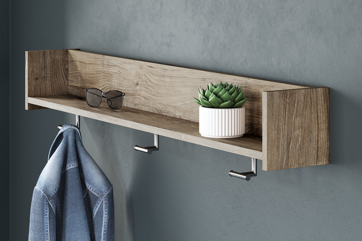 Oliah Natural Wall Mounted Coat Rack with Shelf - EA2270-151 - Bien Home Furniture & Electronics