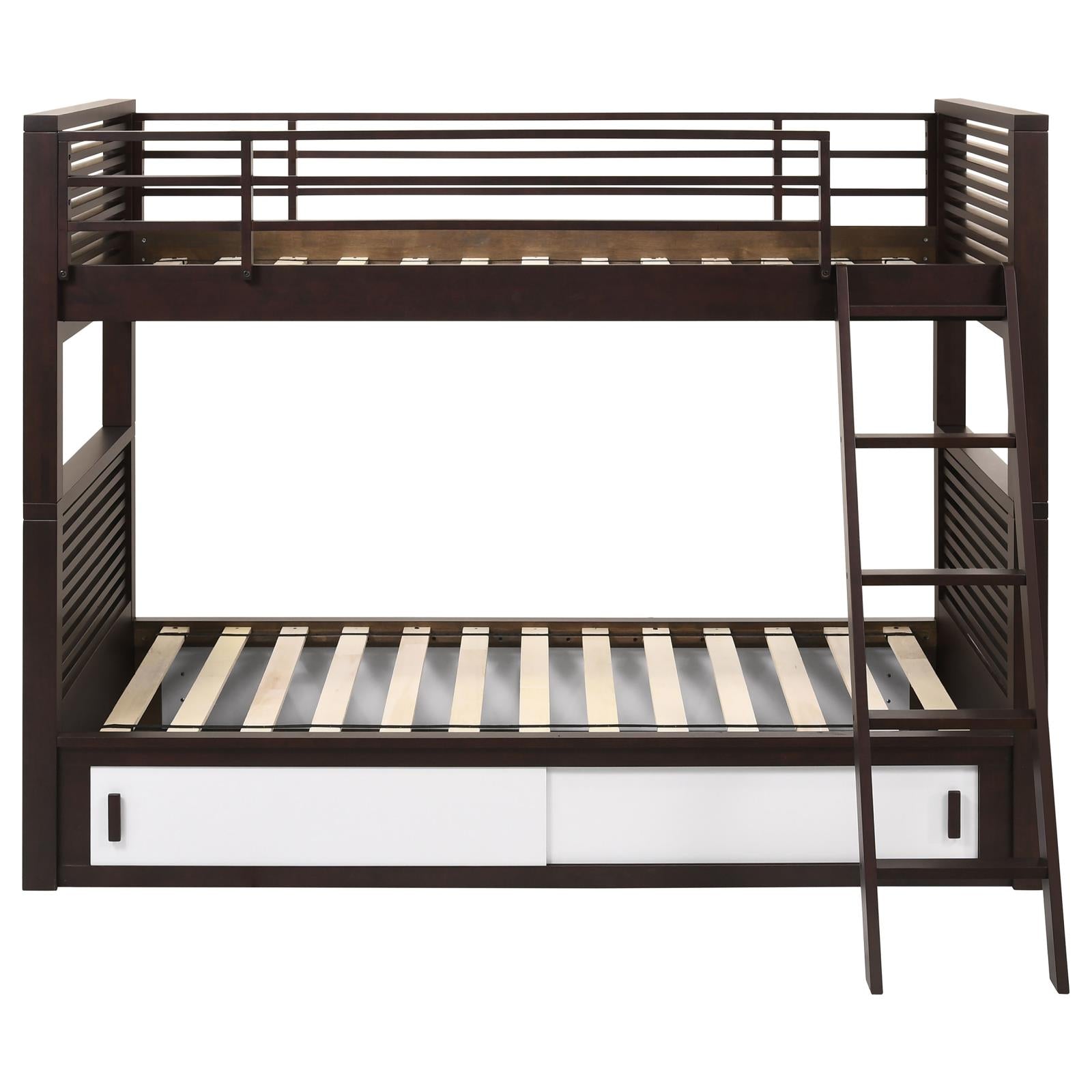 Oliver  Java Twin over Twin Bunk Bed - 400736T - Bien Home Furniture &amp; Electronics