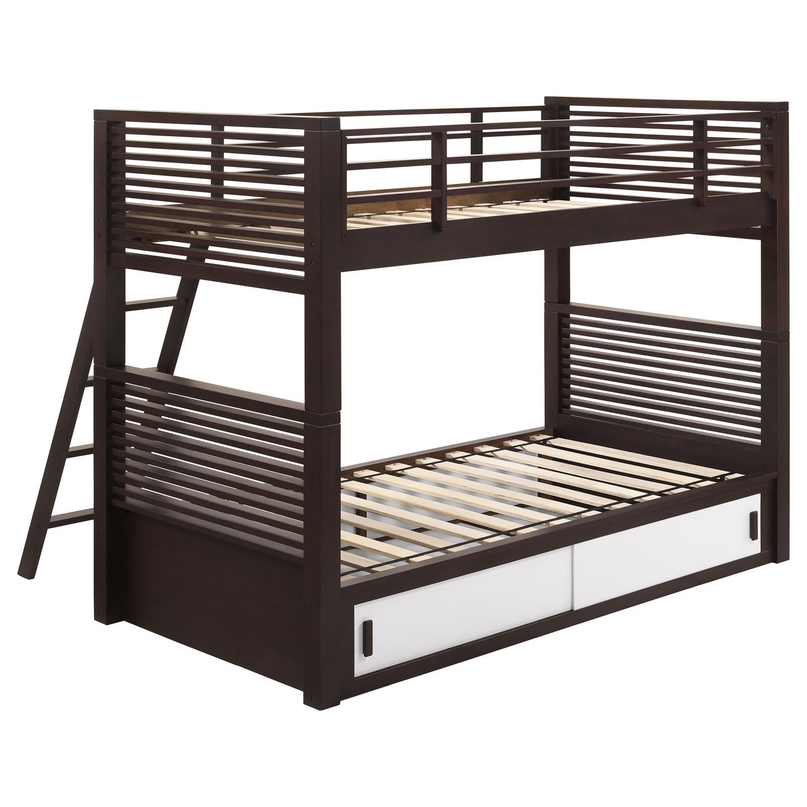 Oliver  Java Twin over Twin Bunk Bed - 400736T - Bien Home Furniture &amp; Electronics
