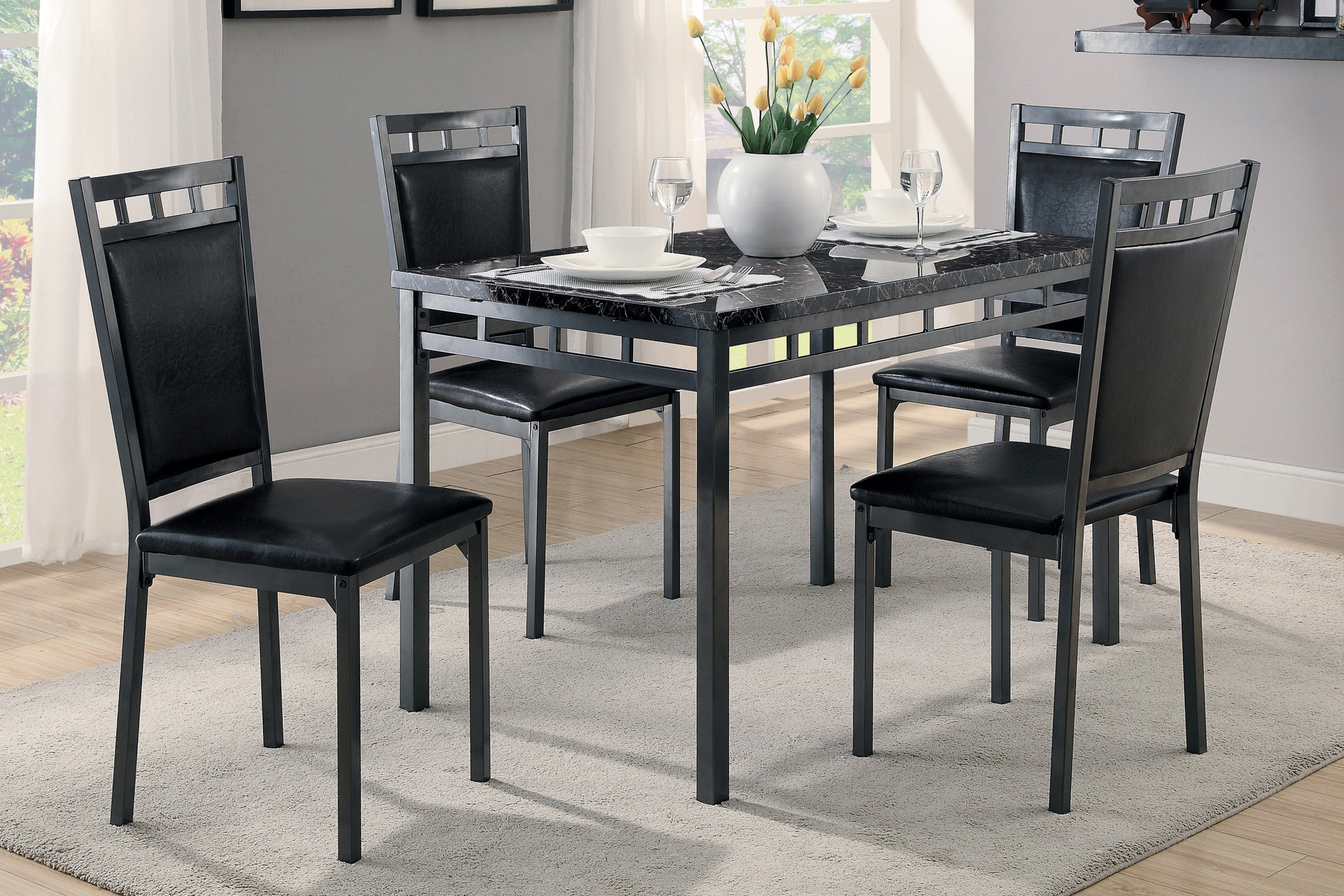 Olney Black/Dark Brown 5-Piece Dining Set - 5275 - Bien Home Furniture &amp; Electronics