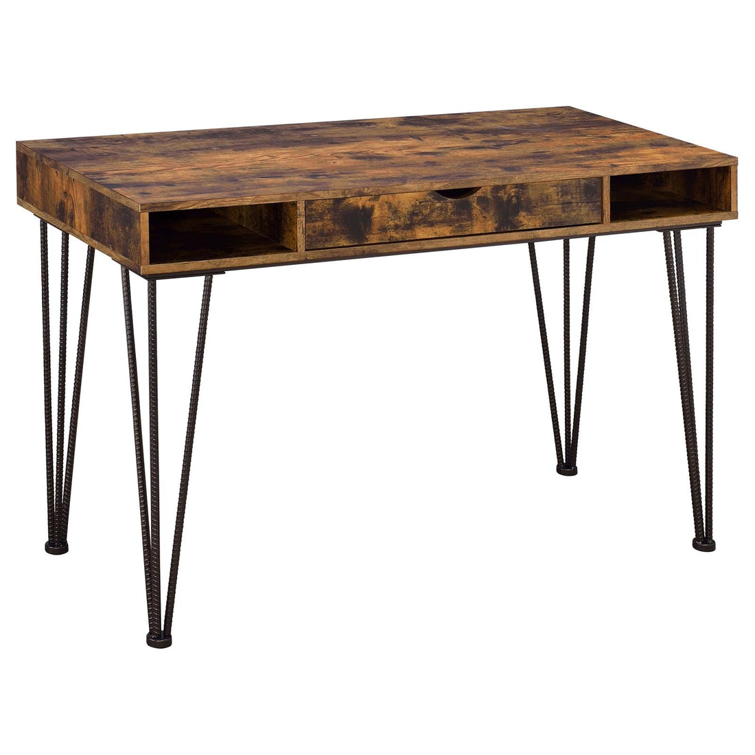 Olvera Antique Nutmeg/Dark Bronze 1-Drawer Writing Desk - 801038 - Bien Home Furniture &amp; Electronics