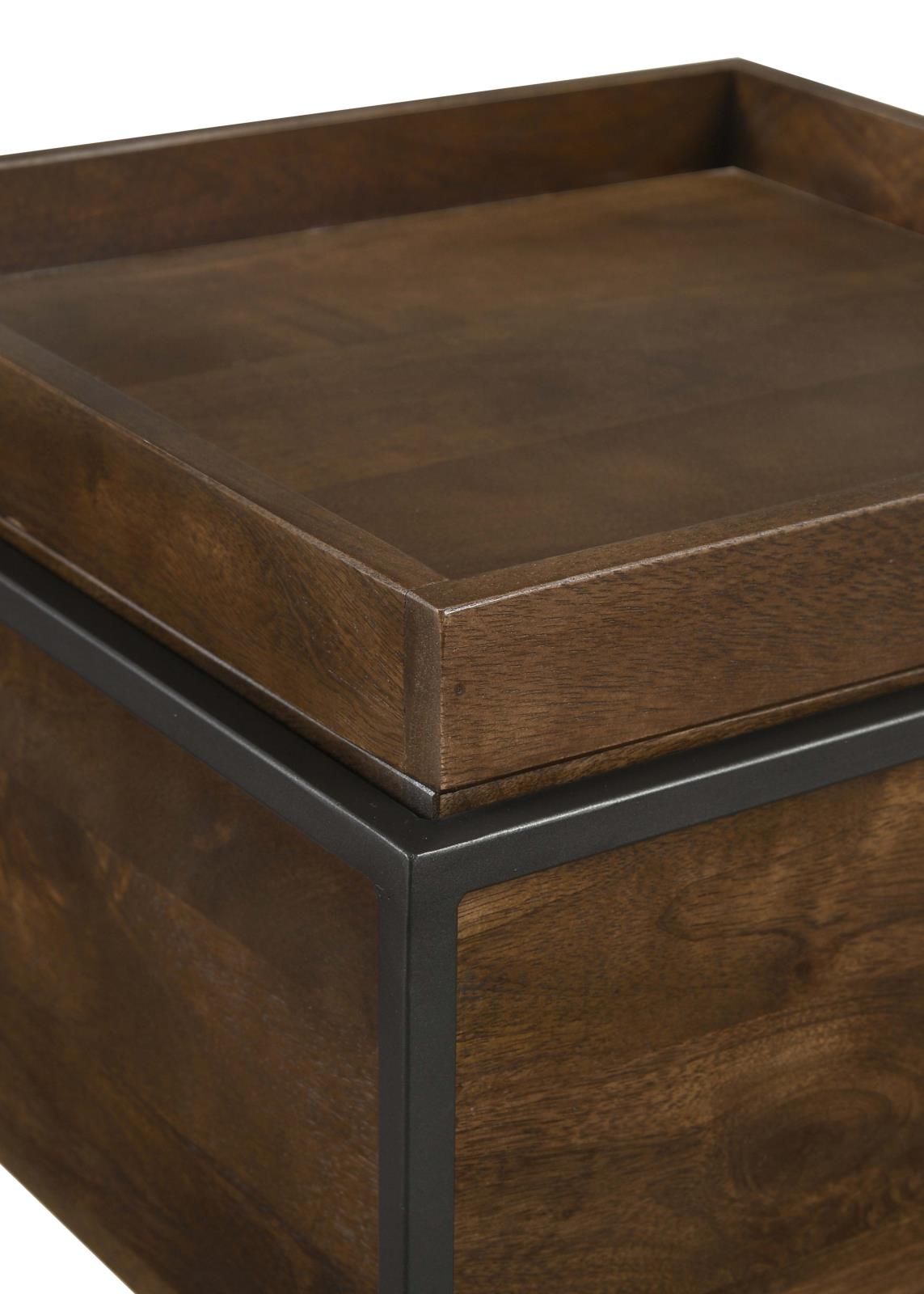 Ondrej Dark Brown/Gunmetal Square Accent Table with Removable Top Tray - 936007 - Bien Home Furniture & Electronics