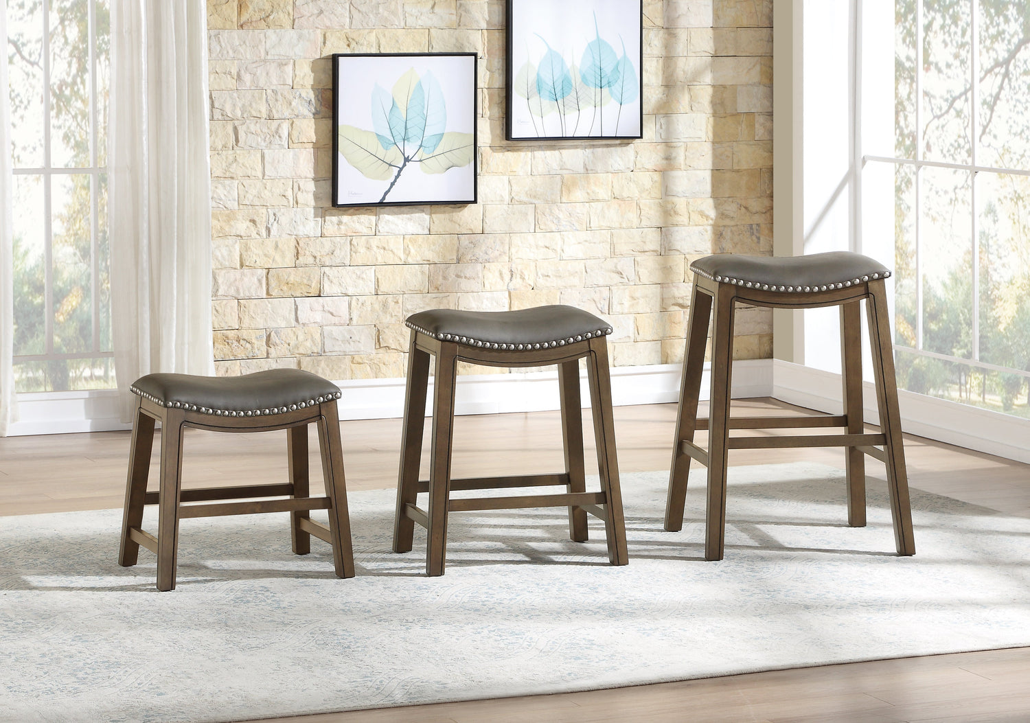 Ordway Gray/Brown Dining Stool, Gray - 5682GRY-18 - Bien Home Furniture &amp; Electronics