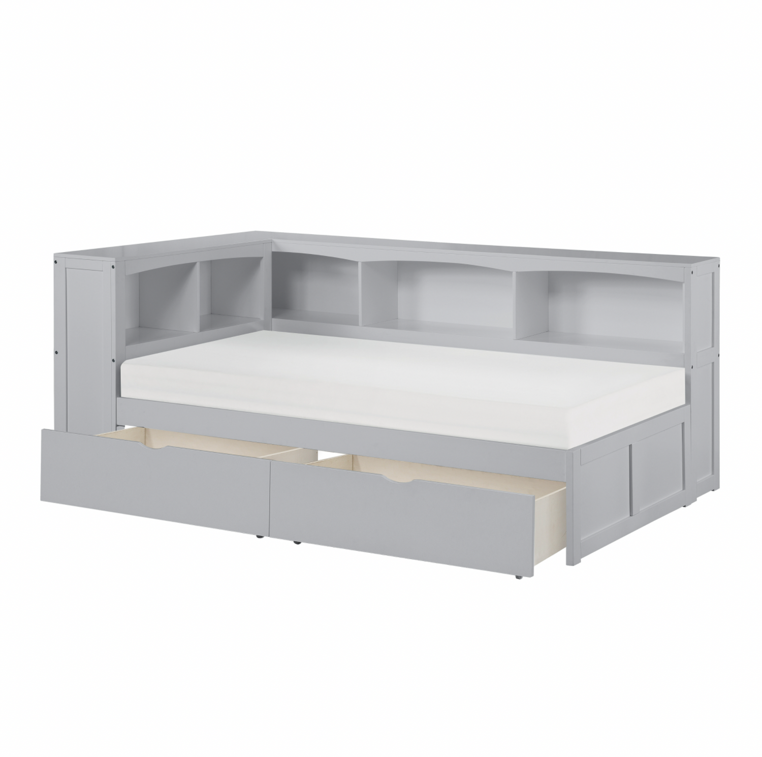 Orion Gray Twin Bookcase Corner Bed with Storage Boxes - SET | B2063BC-1 | B2063BC-2 | B2063BC-BC | B2063-T - Bien Home Furniture & Electronics