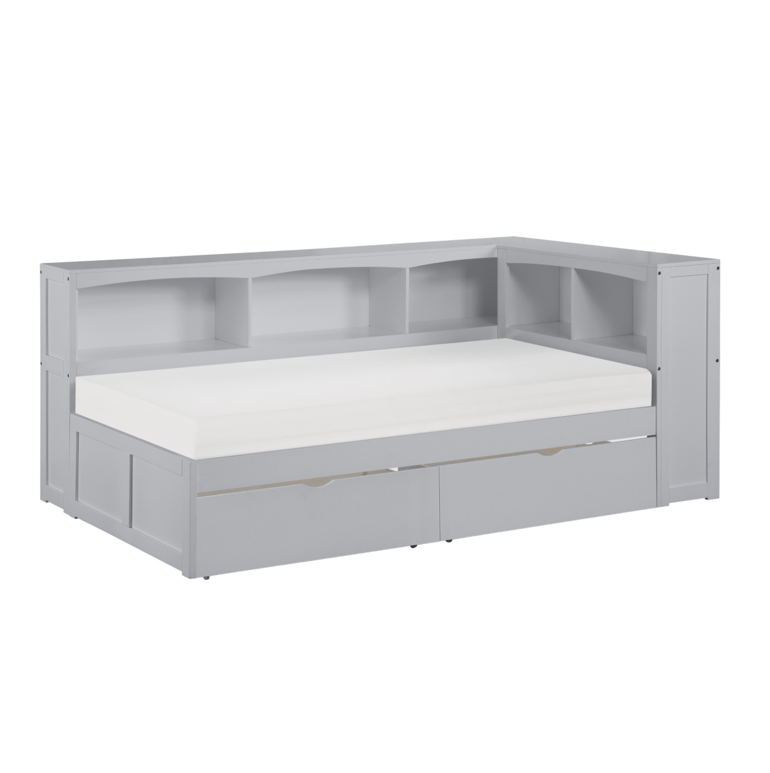 Orion Gray Twin Bookcase Corner Bed with Storage Boxes - SET | B2063BC-1 | B2063BC-2 | B2063BC-BC | B2063-T - Bien Home Furniture & Electronics