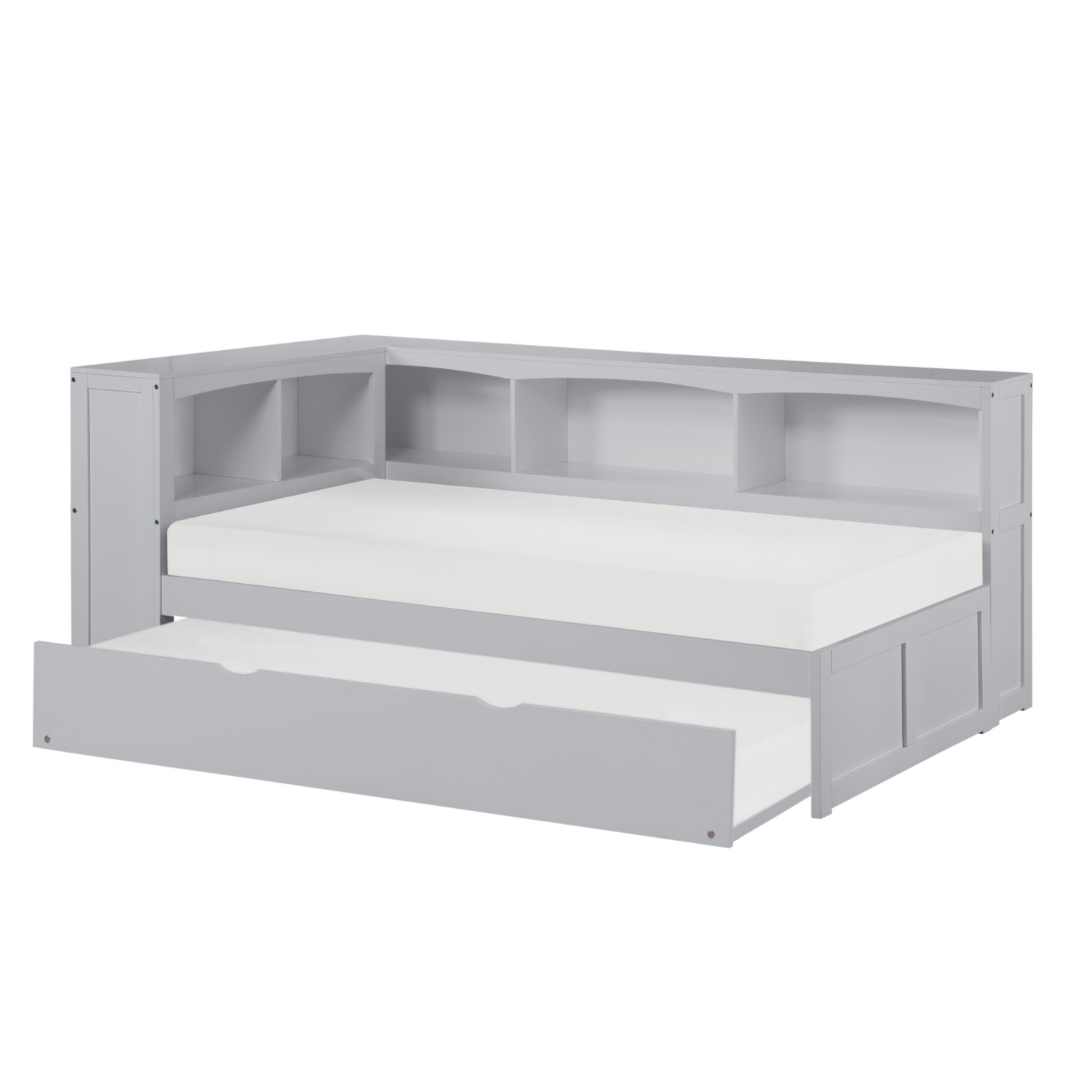 Orion Gray Twin Bookcase Corner Bed with Twin Trundle - SET | B2063BC-1 | B2063BC-2 | B2063BC-BC | B2063-R - Bien Home Furniture & Electronics