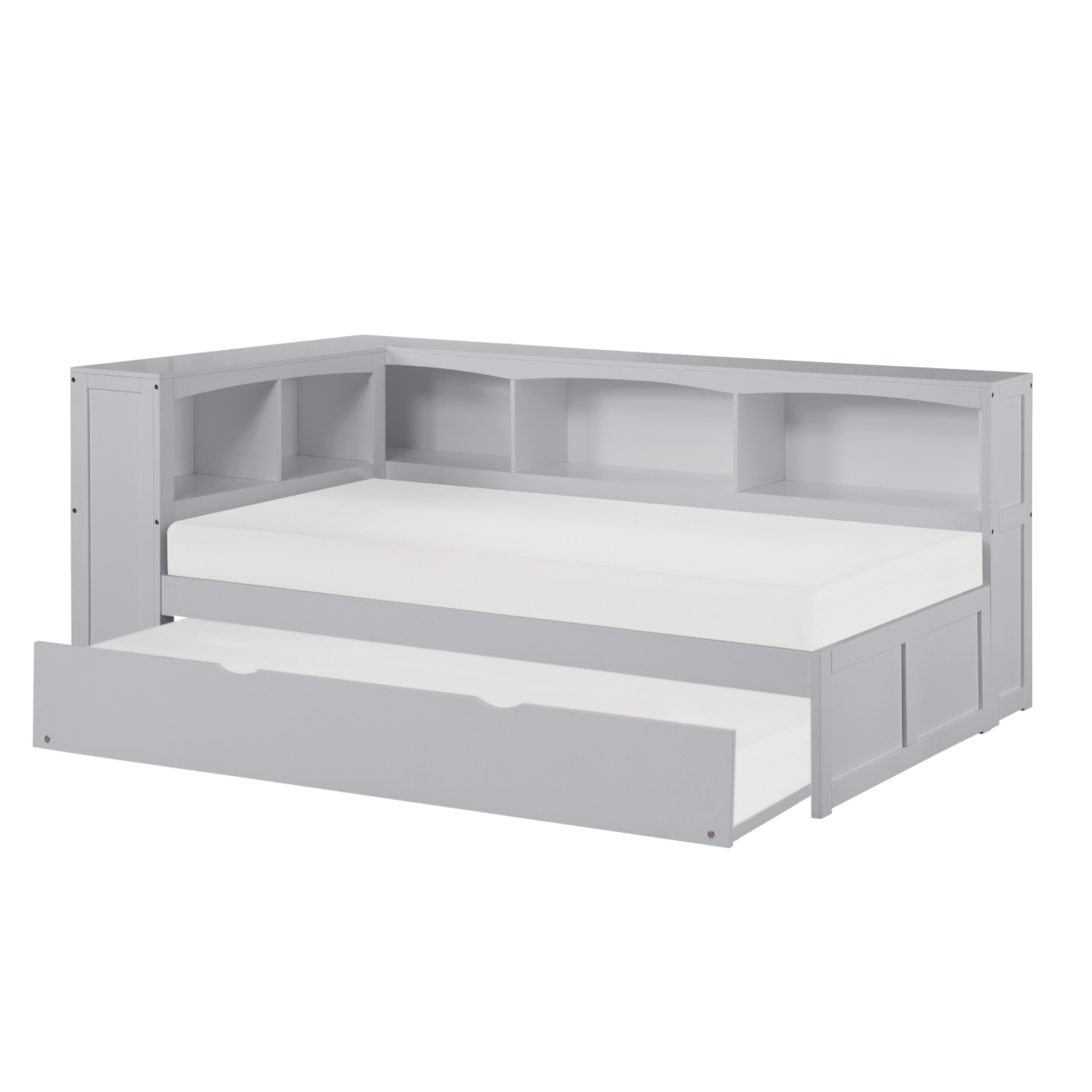 Orion Gray Twin Bookcase Corner Bed with Twin Trundle - SET | B2063BC-1 | B2063BC-2 | B2063BC-BC | B2063-R - Bien Home Furniture & Electronics