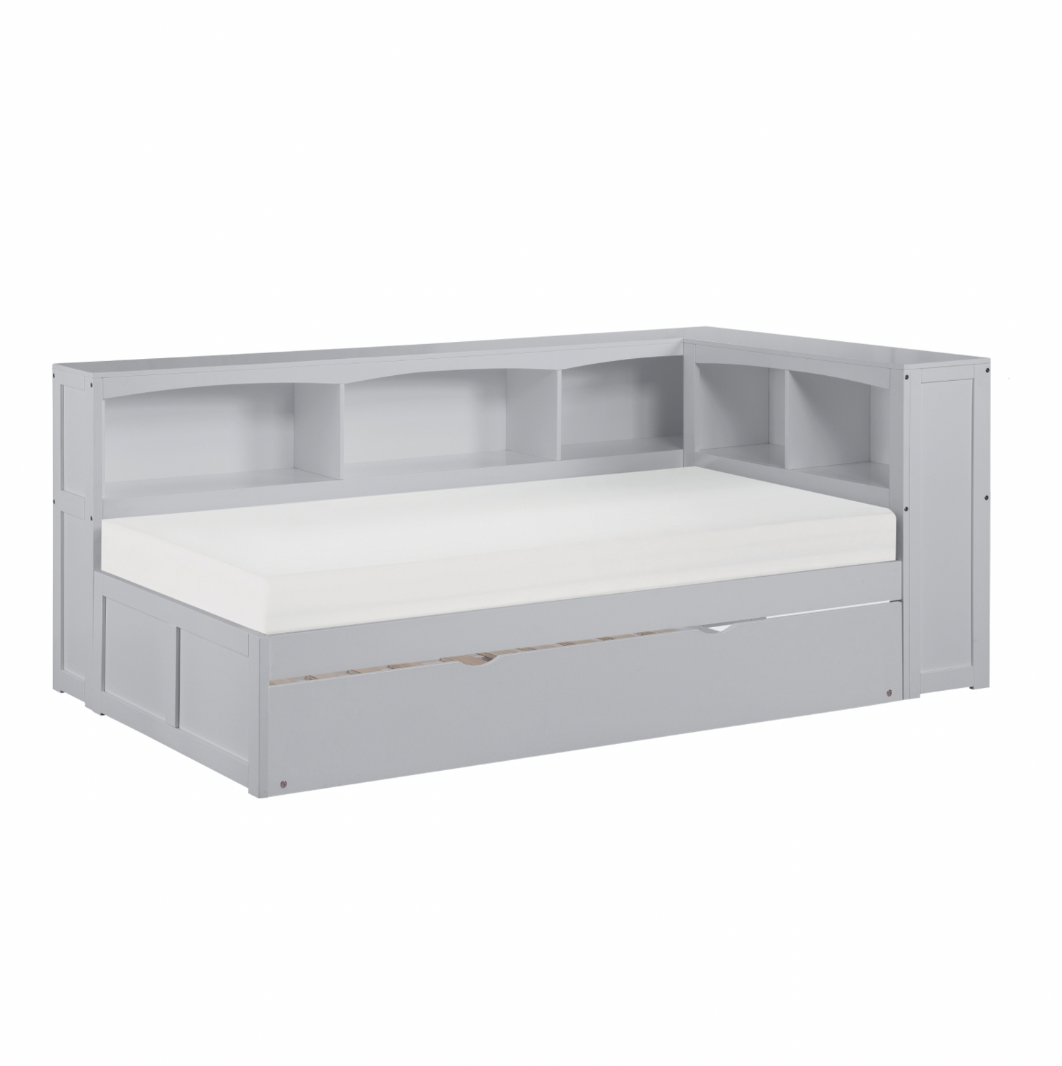 Orion Gray Twin Bookcase Corner Bed with Twin Trundle - SET | B2063BC-1 | B2063BC-2 | B2063BC-BC | B2063-R - Bien Home Furniture & Electronics