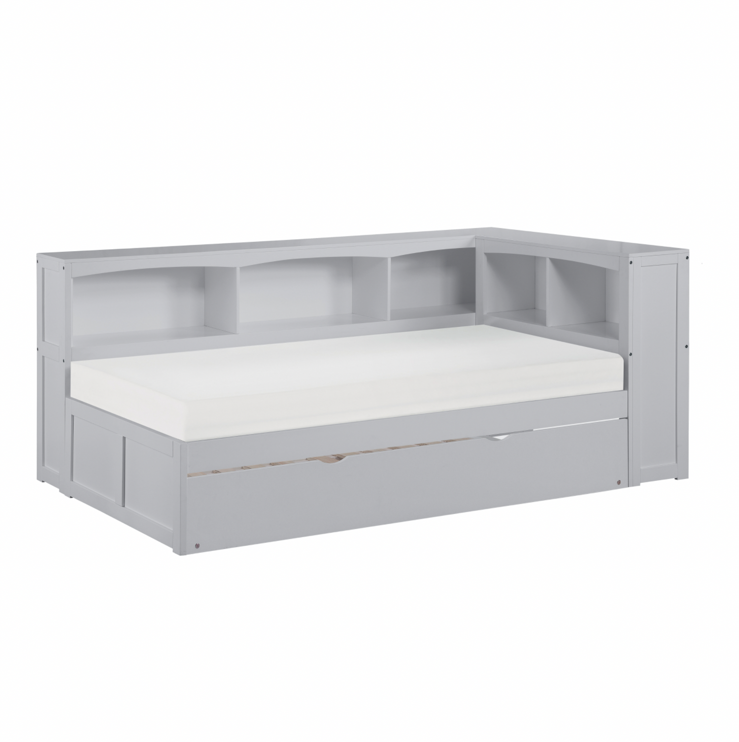 Orion Gray Twin Bookcase Corner Bed with Twin Trundle - SET | B2063BC-1 | B2063BC-2 | B2063BC-BC | B2063-R - Bien Home Furniture &amp; Electronics