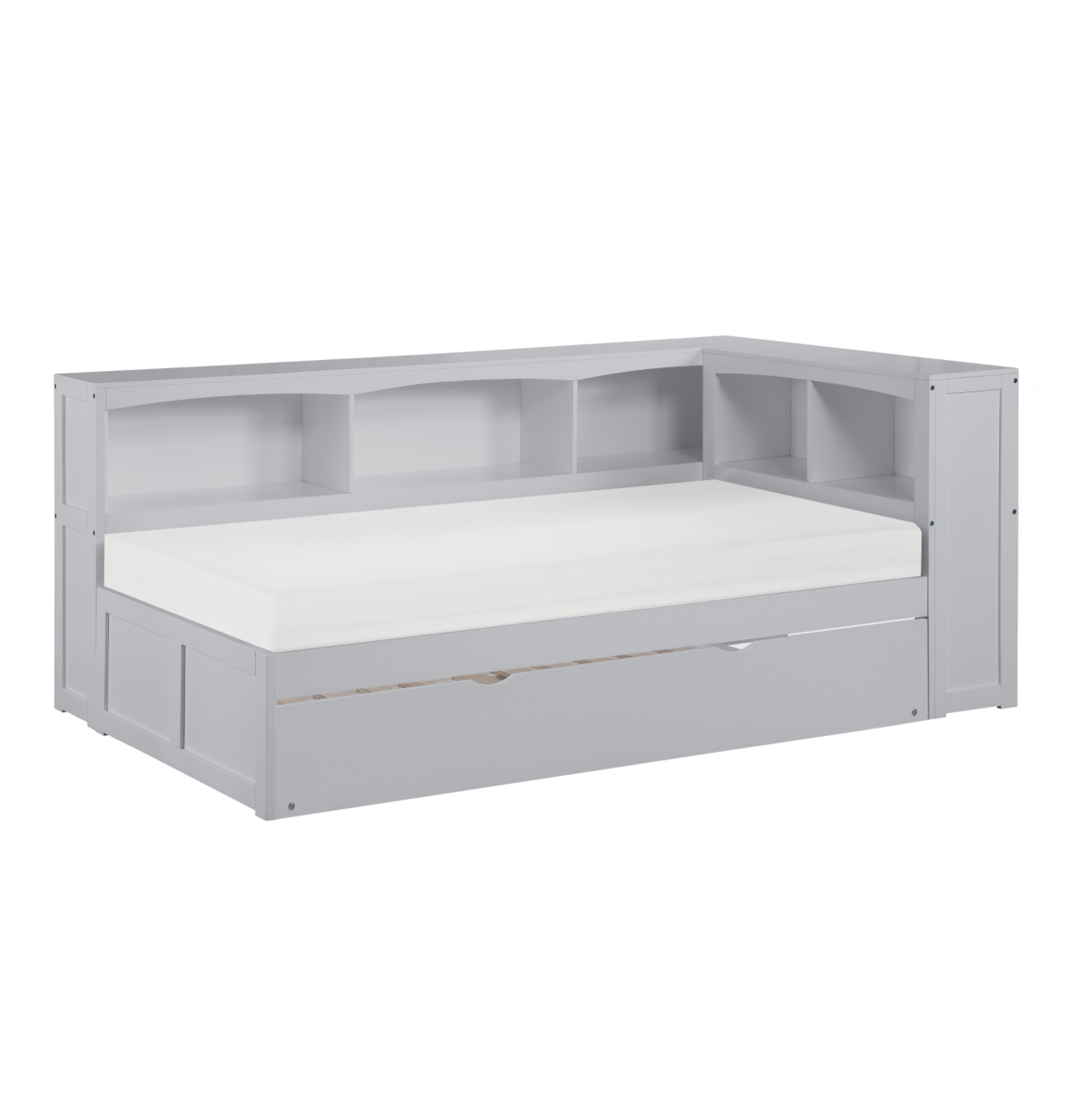 Orion Gray Twin Bookcase Corner Bed with Twin Trundle - SET | B2063BC-1 | B2063BC-2 | B2063BC-BC | B2063-R - Bien Home Furniture & Electronics