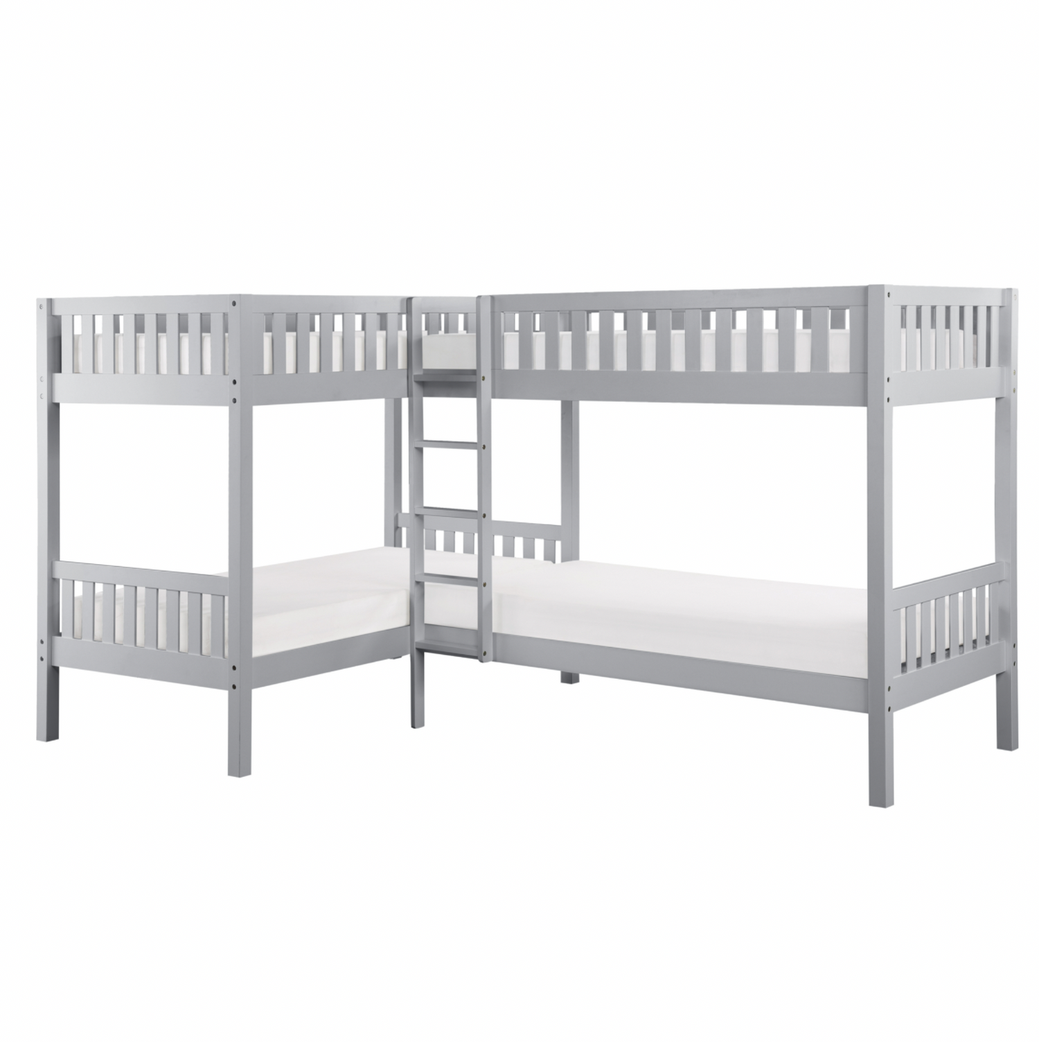 Orion Gray Twin Corner Bunk Bed - SET | B2063CN-1 | B2063CN-2 | B2063CN-SL - Bien Home Furniture &amp; Electronics