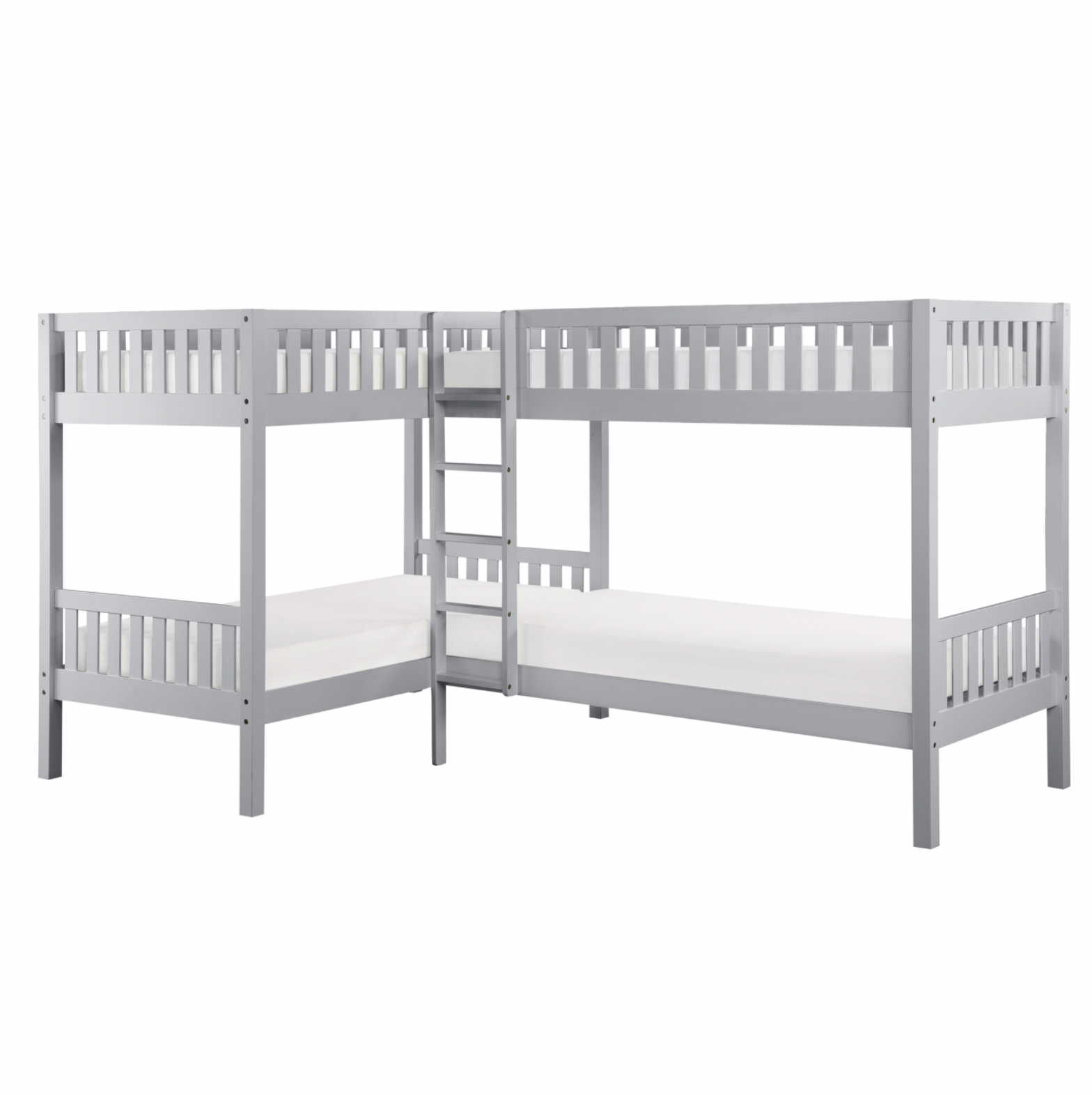 Orion Gray Twin Corner Bunk Bed - SET | B2063CN-1 | B2063CN-2 | B2063CN-SL - Bien Home Furniture & Electronics
