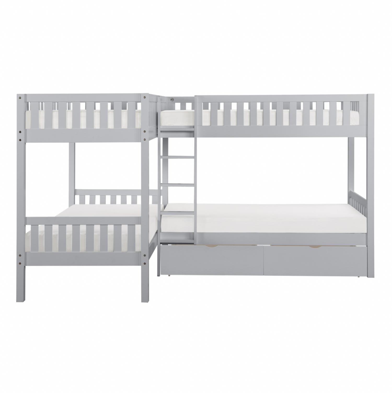 Orion Gray Twin Corner Bunk Bed with Storage Boxes - SET | B2063CN-1 | B2063CN-2 | B2063CN-SL | B2063-T - Bien Home Furniture & Electronics
