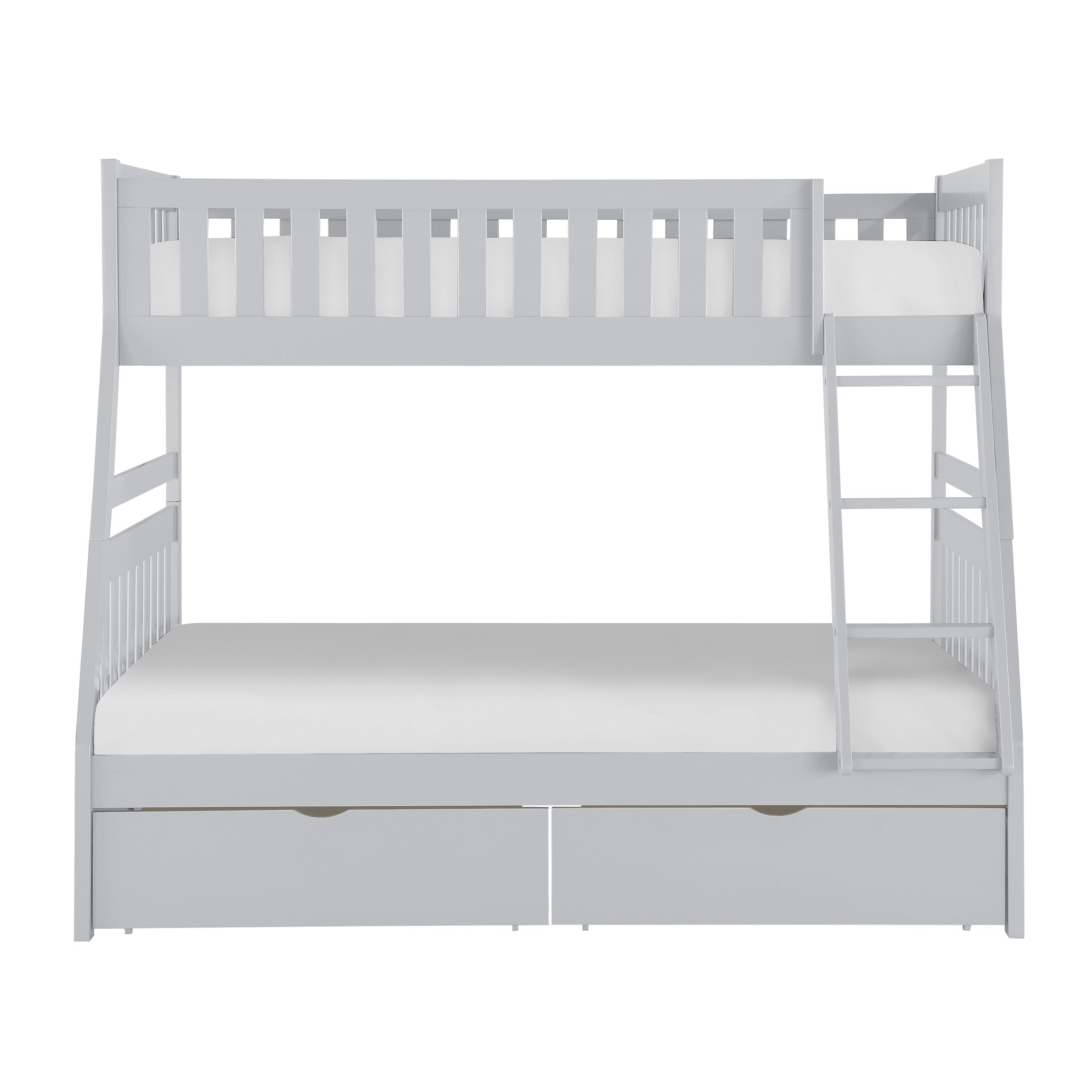 Orion Gray Twin/Full Bunk Bed with Storage Boxes - SET | B2063TF-1 | B2063TF-2 | B2063TF-SL | B2063-T - Bien Home Furniture & Electronics
